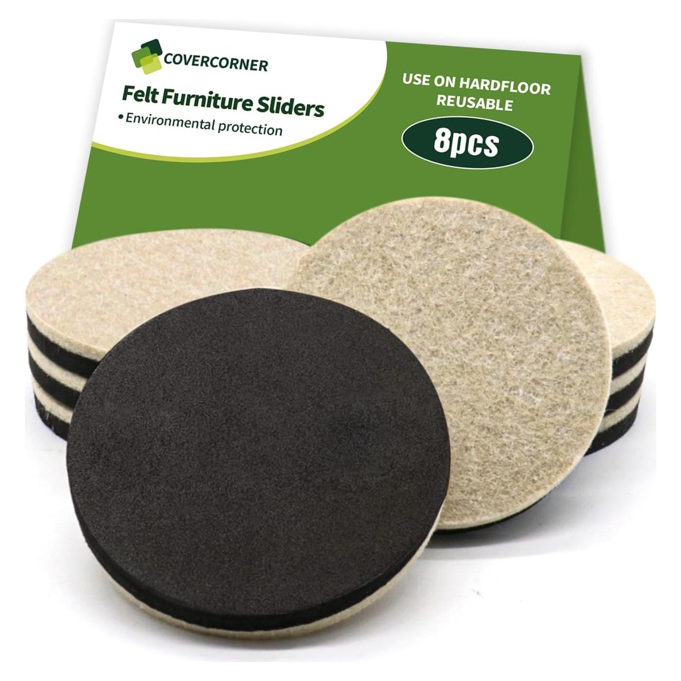 Deslizadores de Muebles de Fieltro COVERCORNER 8 PCS 8.89 cm