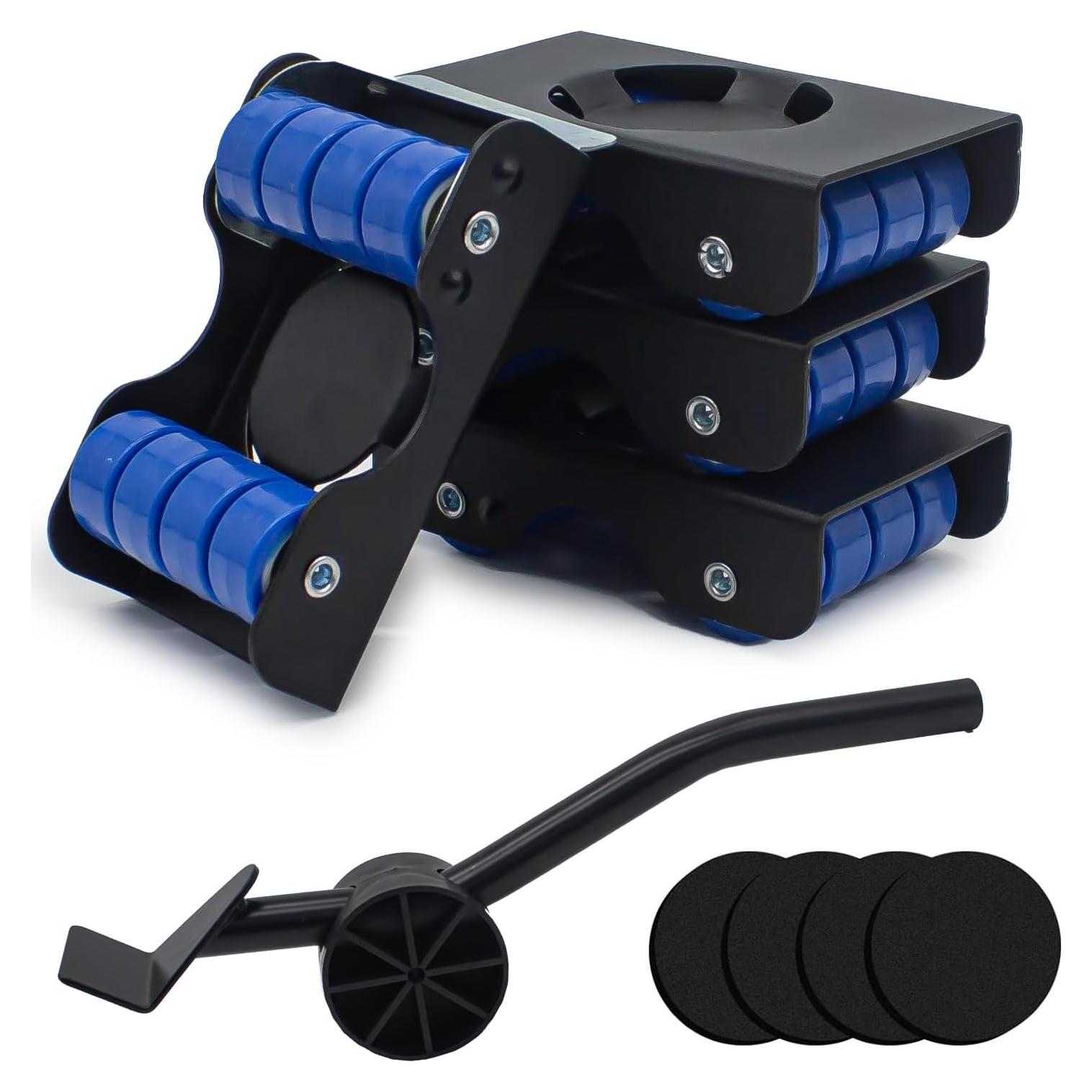 Juego de Herramientas para Levantar Muebles Skyzntn - 4 Deslizadores de Metal con Ruedas - Capacidad 340kg