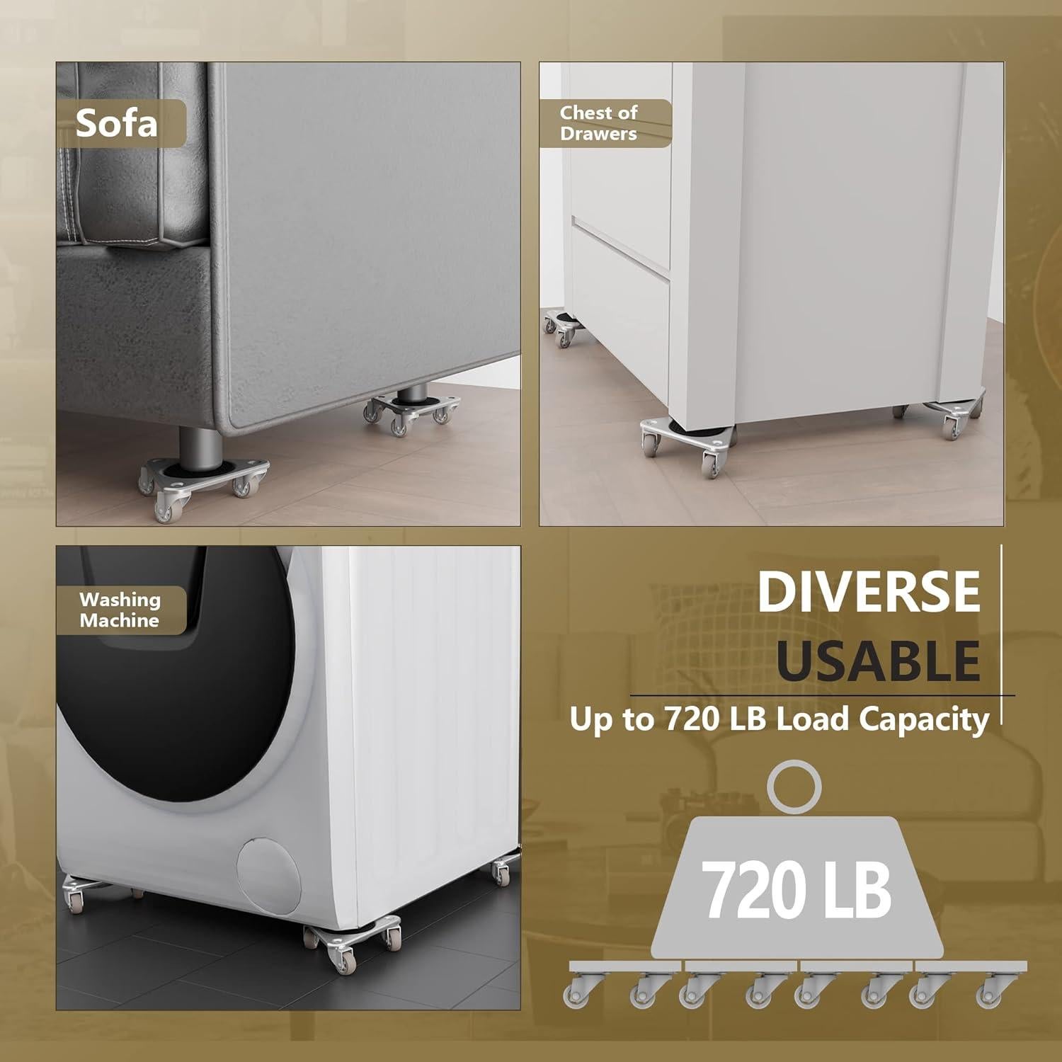 Conjunto Mover Muebles ONEON - 4 Dolly + 1 Elevador 720 kg