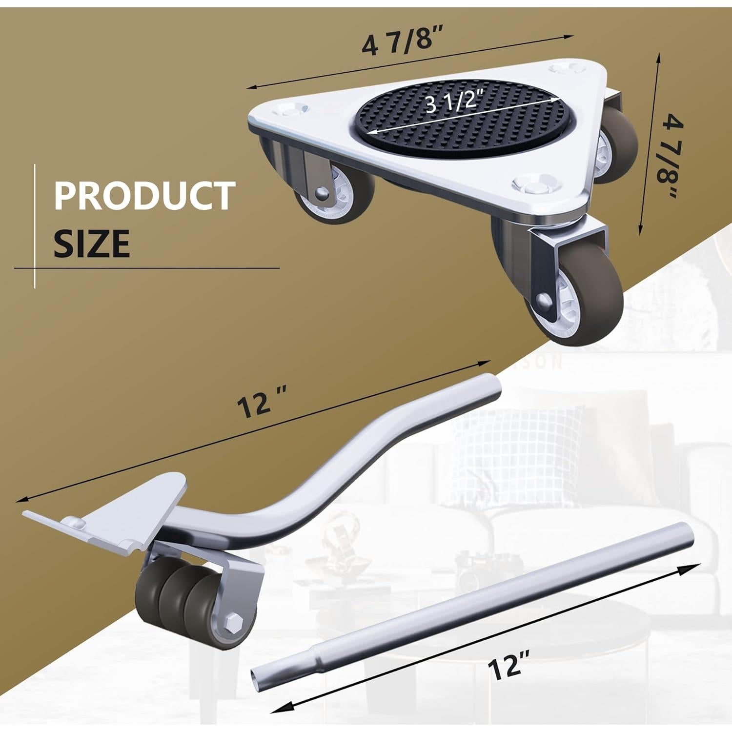 Conjunto Mover Muebles ONEON - 4 Dolly + 1 Elevador 720 kg