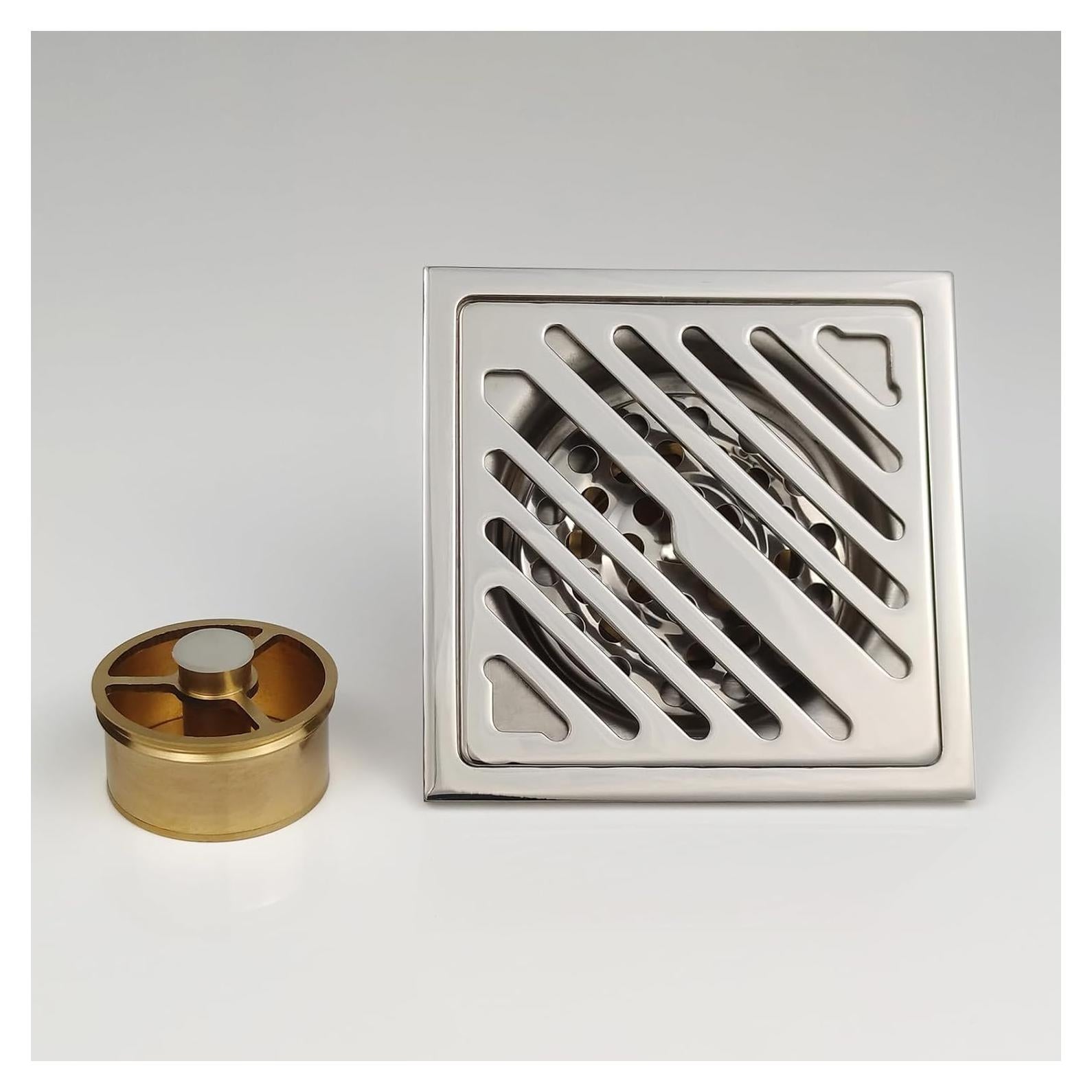 Drenaje de Piso Cuadrado Pexintek 10x10cm Acero Inoxidable Plata