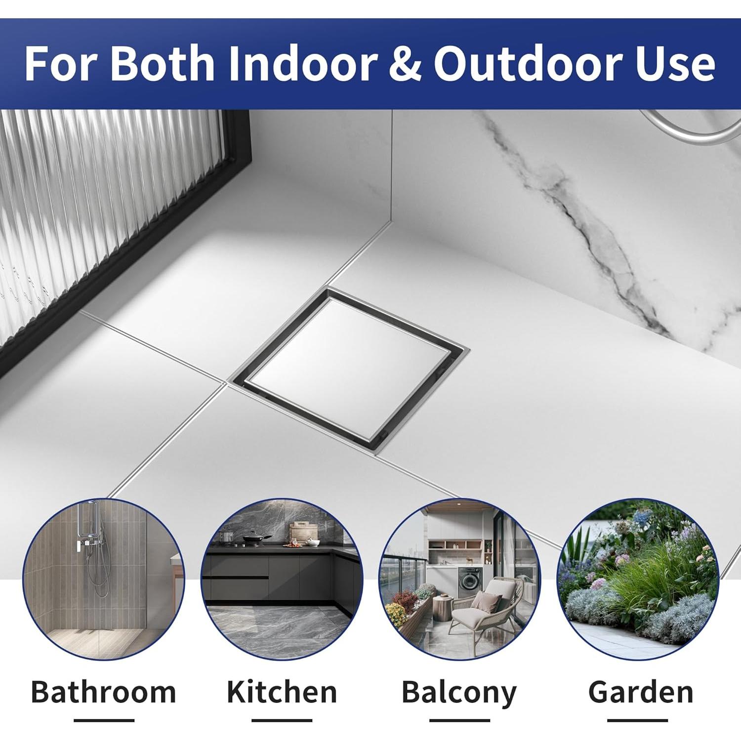 Desagüe de Ducha Cuadrado 15.24 cm Bernkot Acero Inoxidable