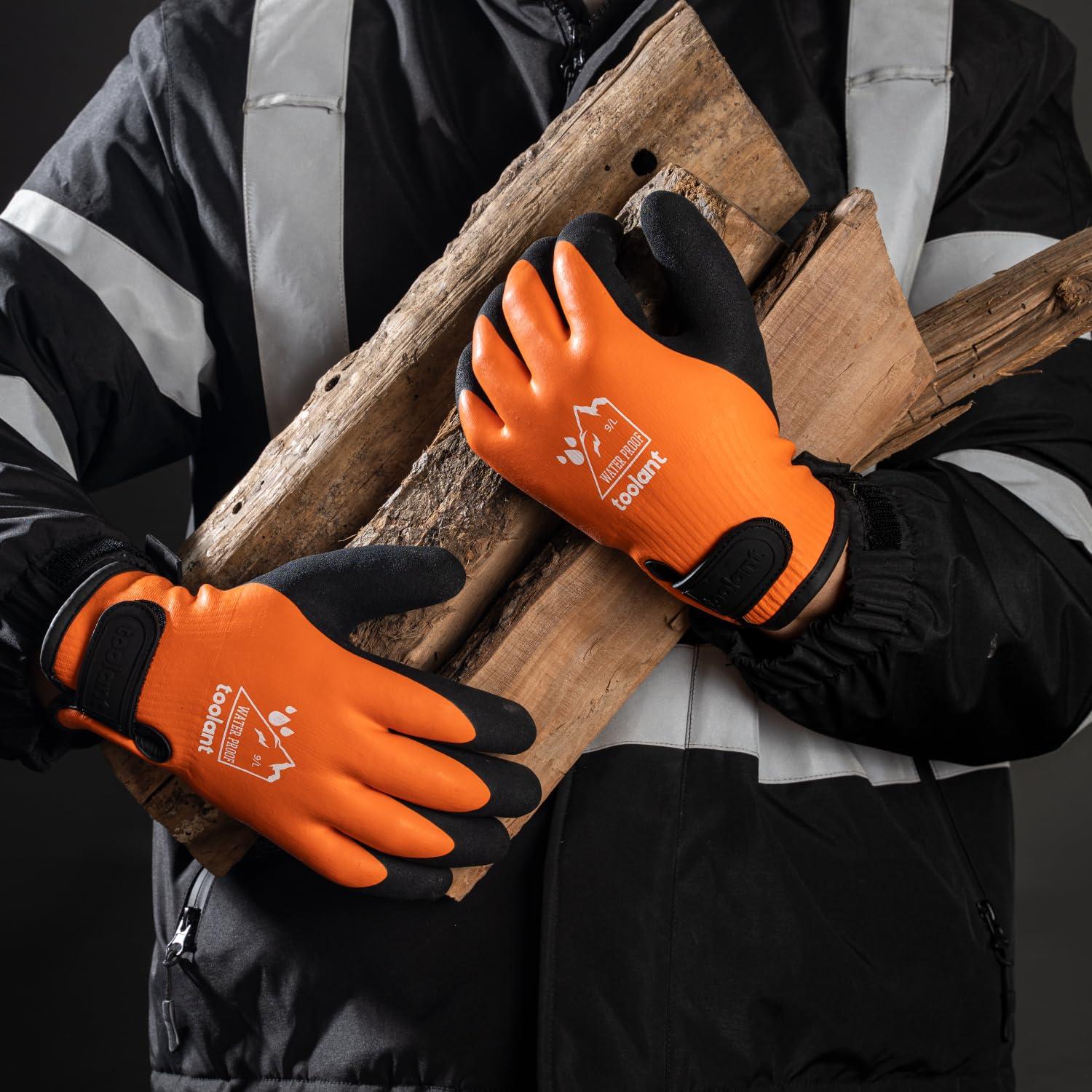 Guantes Impermeables Toolant Táctiles Invierno Naranja Mediano