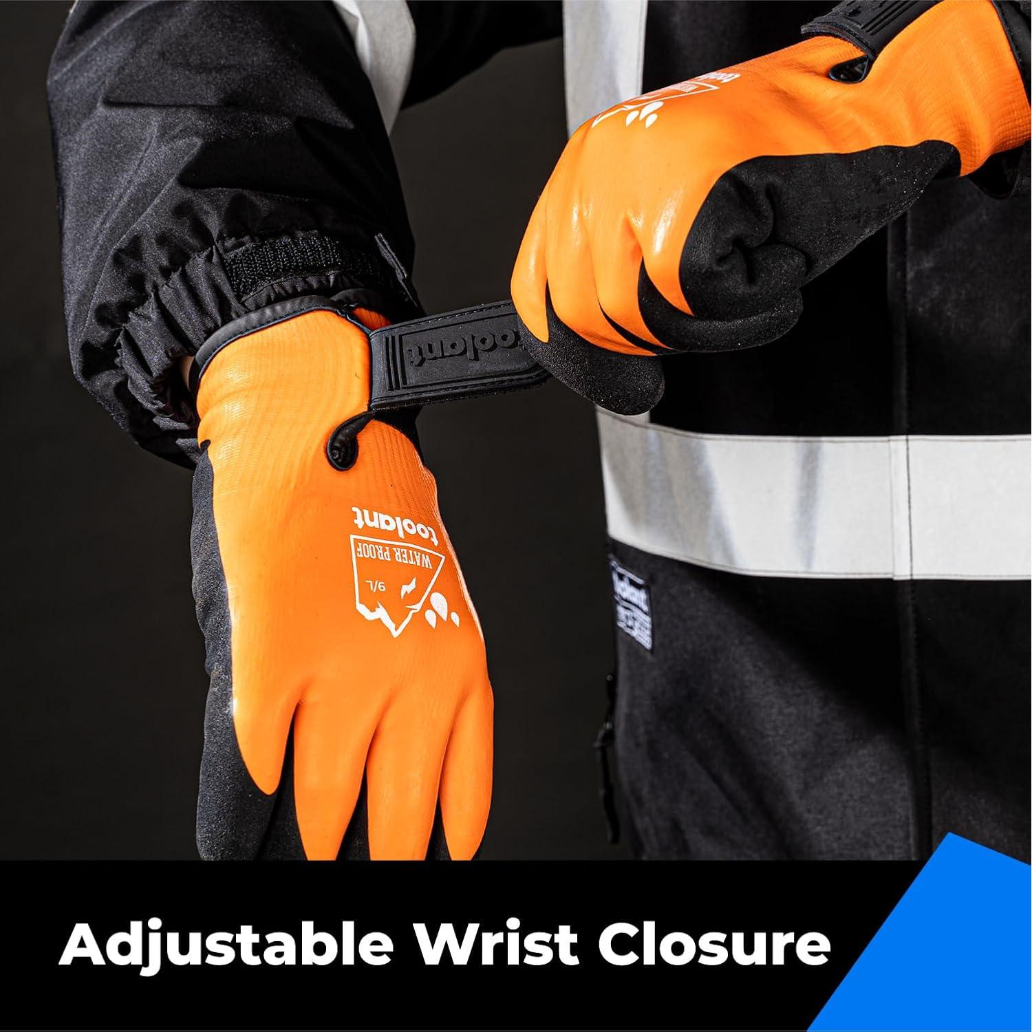 Guantes Impermeables Toolant Táctiles Invierno Naranja Mediano