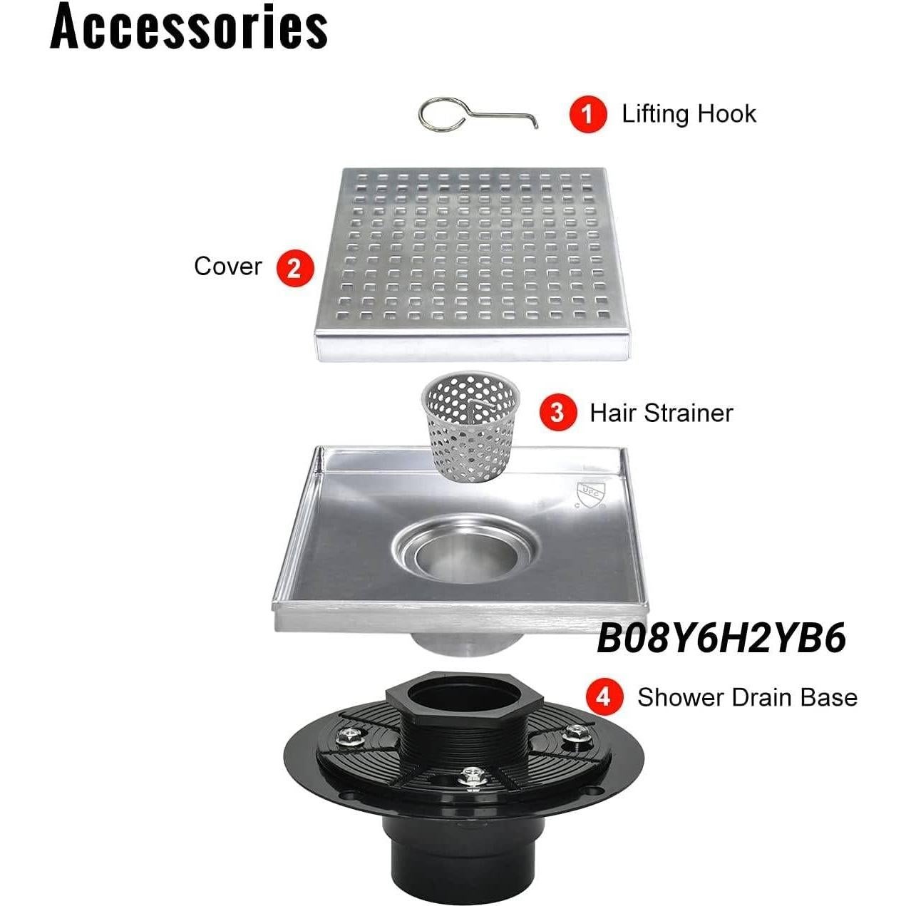 Desagüe de Ducha Cuadrado Elefloom 10.16 cm Acero Inoxidable AISI 304