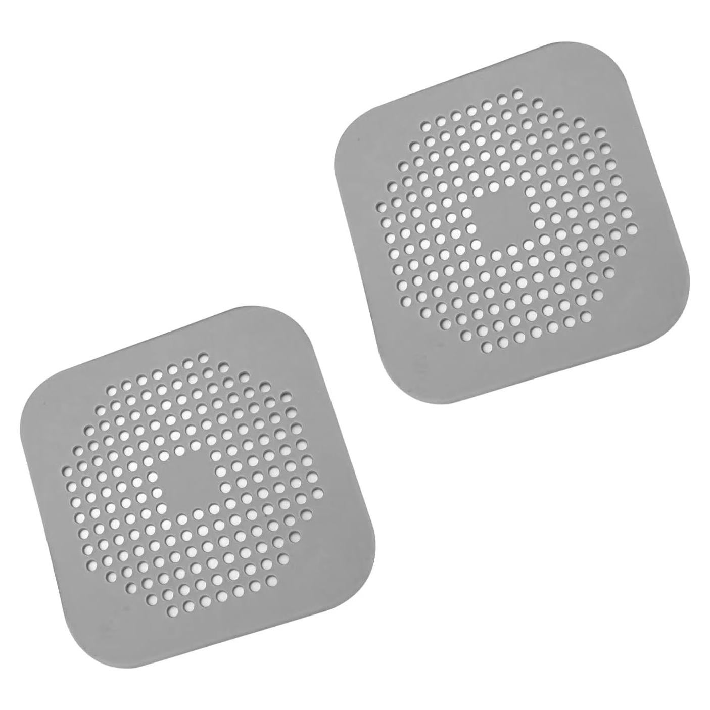 Cubierta de Drenaje Cuadrada SHURIN 14.5 cm Silicona Gris - 2 Pzas