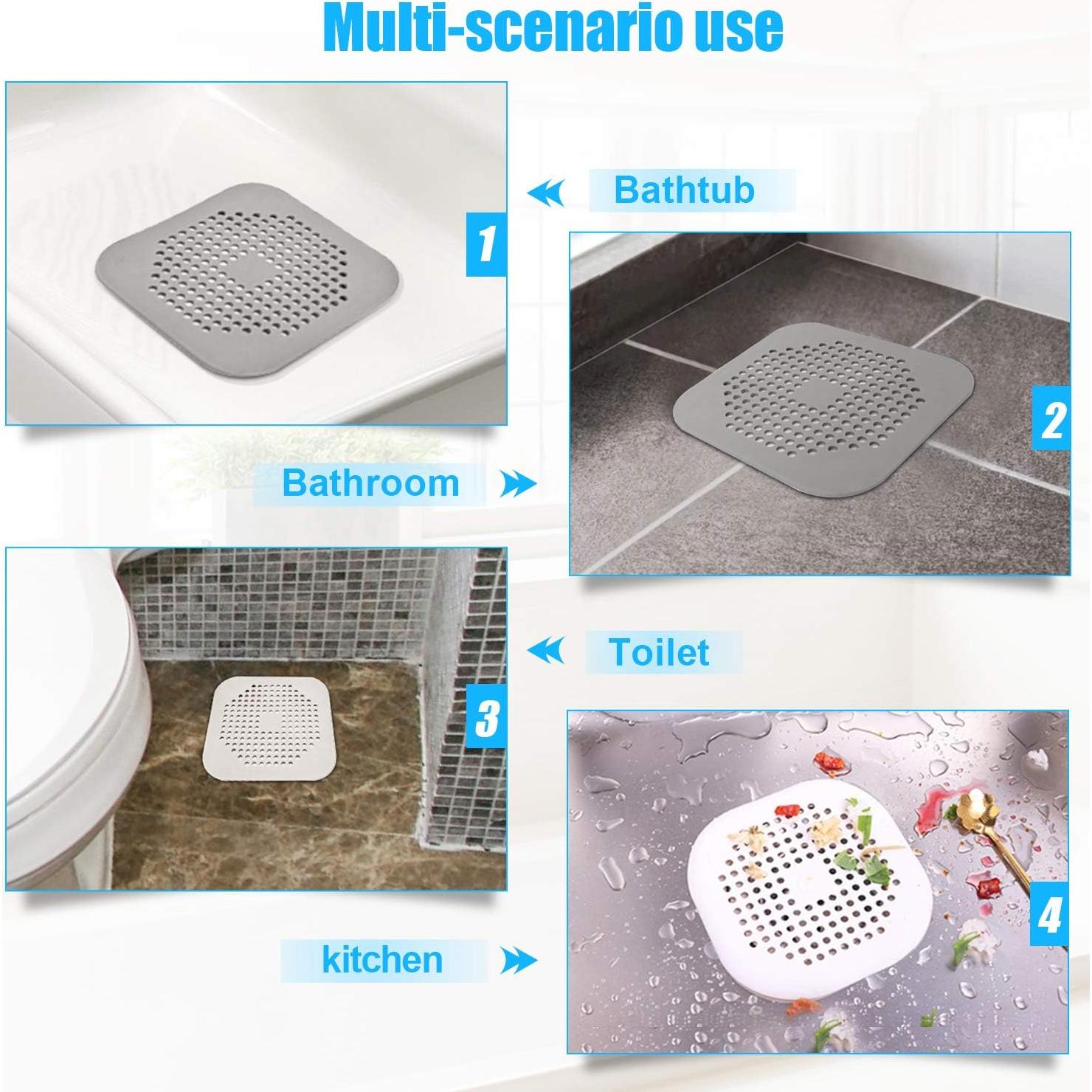 Cubierta de Drenaje Cuadrada SHURIN 14.5 cm Silicona Gris - 2 Pzas