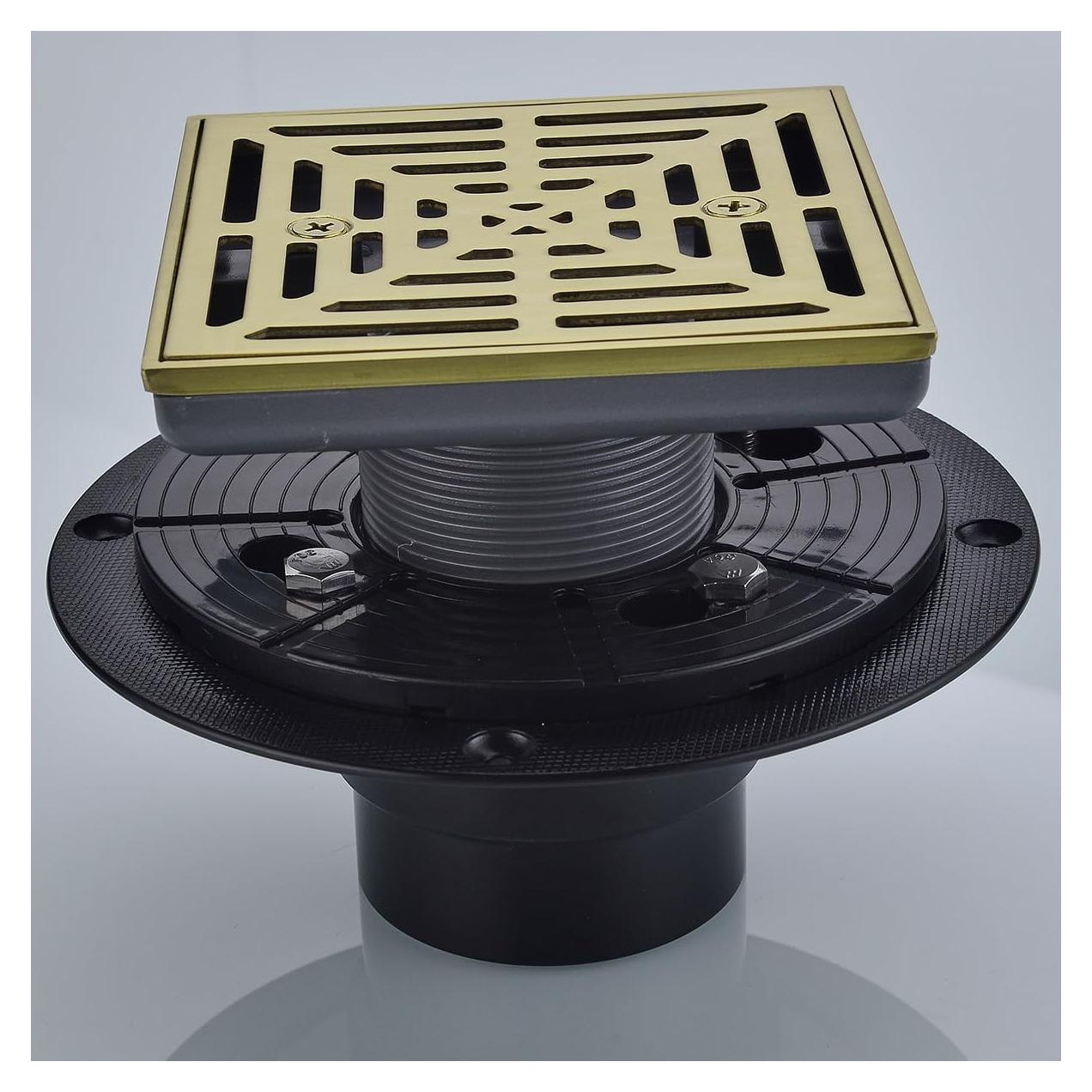 Drenaje de Ducha Cuadrado RANDOM 10 cm Dorado Cepillado SUS304