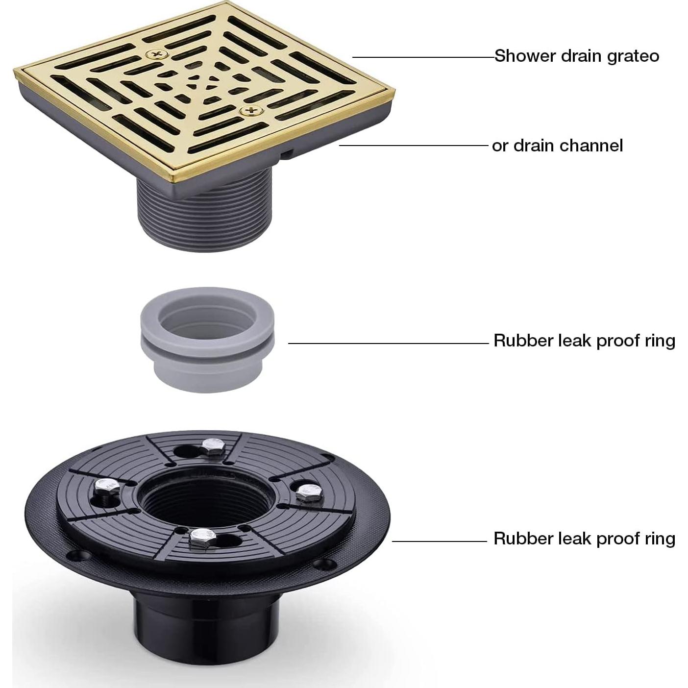 Drenaje de Ducha Cuadrado RANDOM 10 cm Dorado Cepillado SUS304