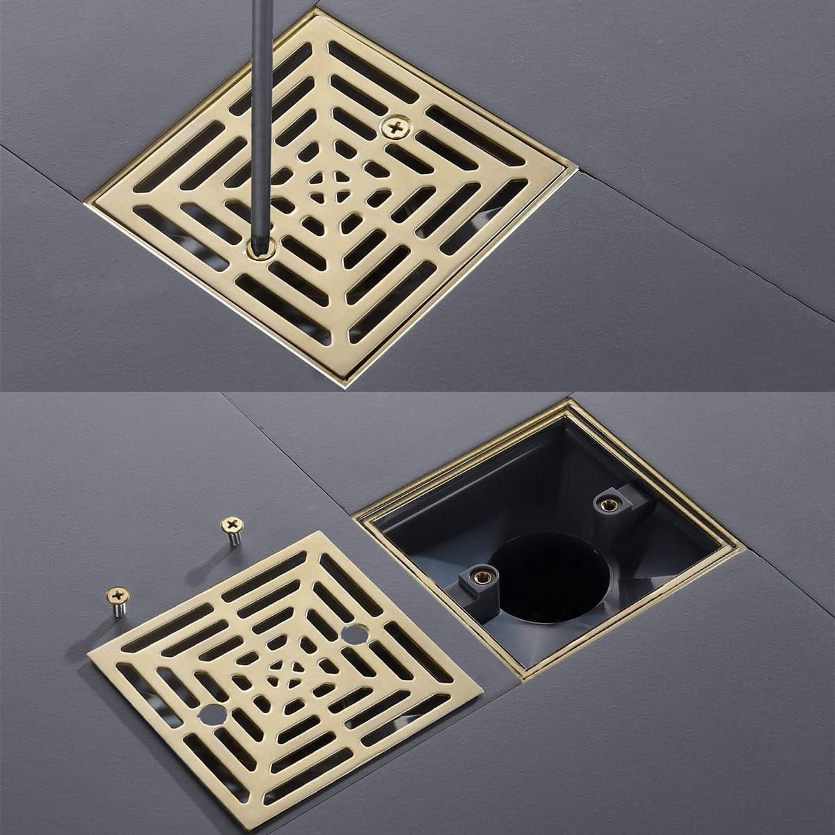 Drenaje de Ducha Cuadrado RANDOM 10 cm Dorado Cepillado SUS304