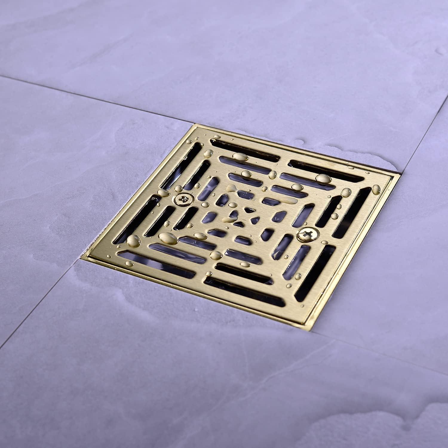 Drenaje de Ducha Cuadrado RANDOM 10 cm Dorado Cepillado SUS304