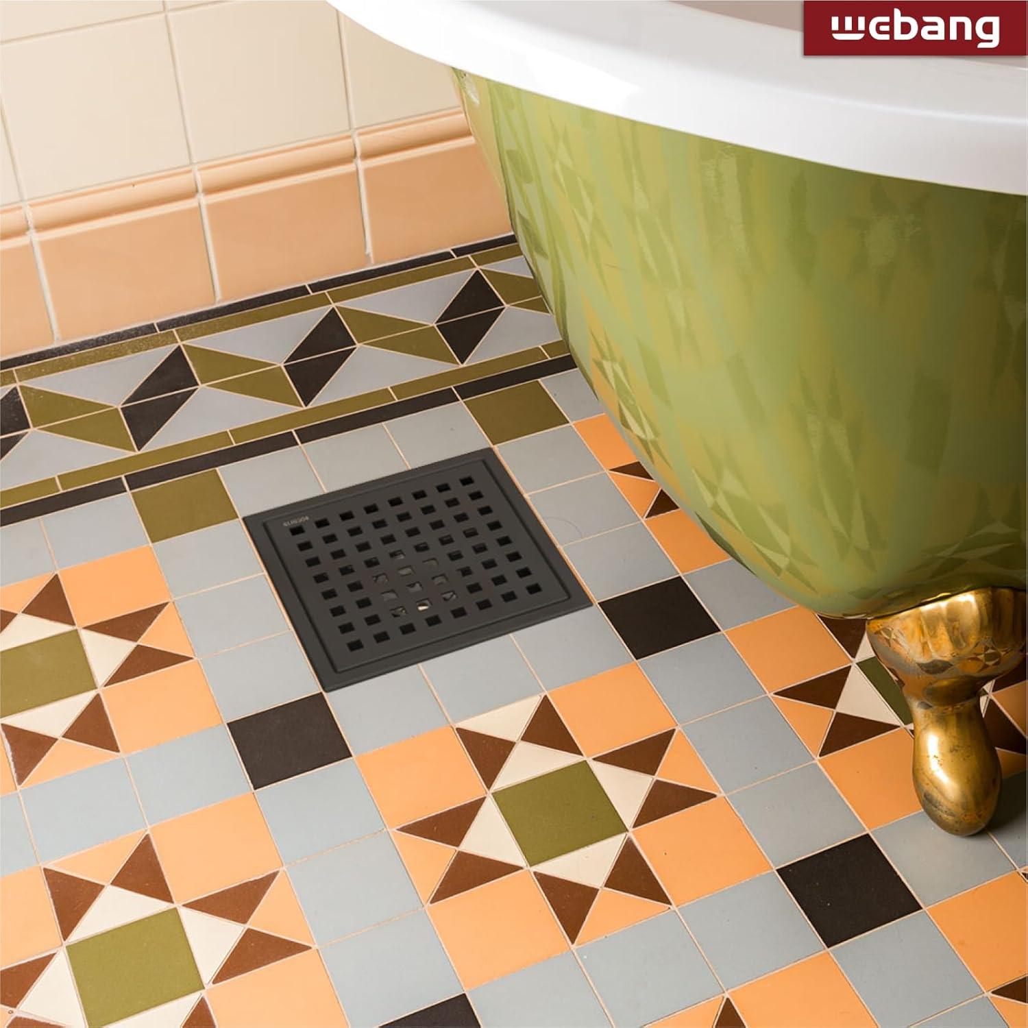 Drenaje de Ducha Cuadrado WEBANG 15.24 cm Acero Inoxidable Negro Mate