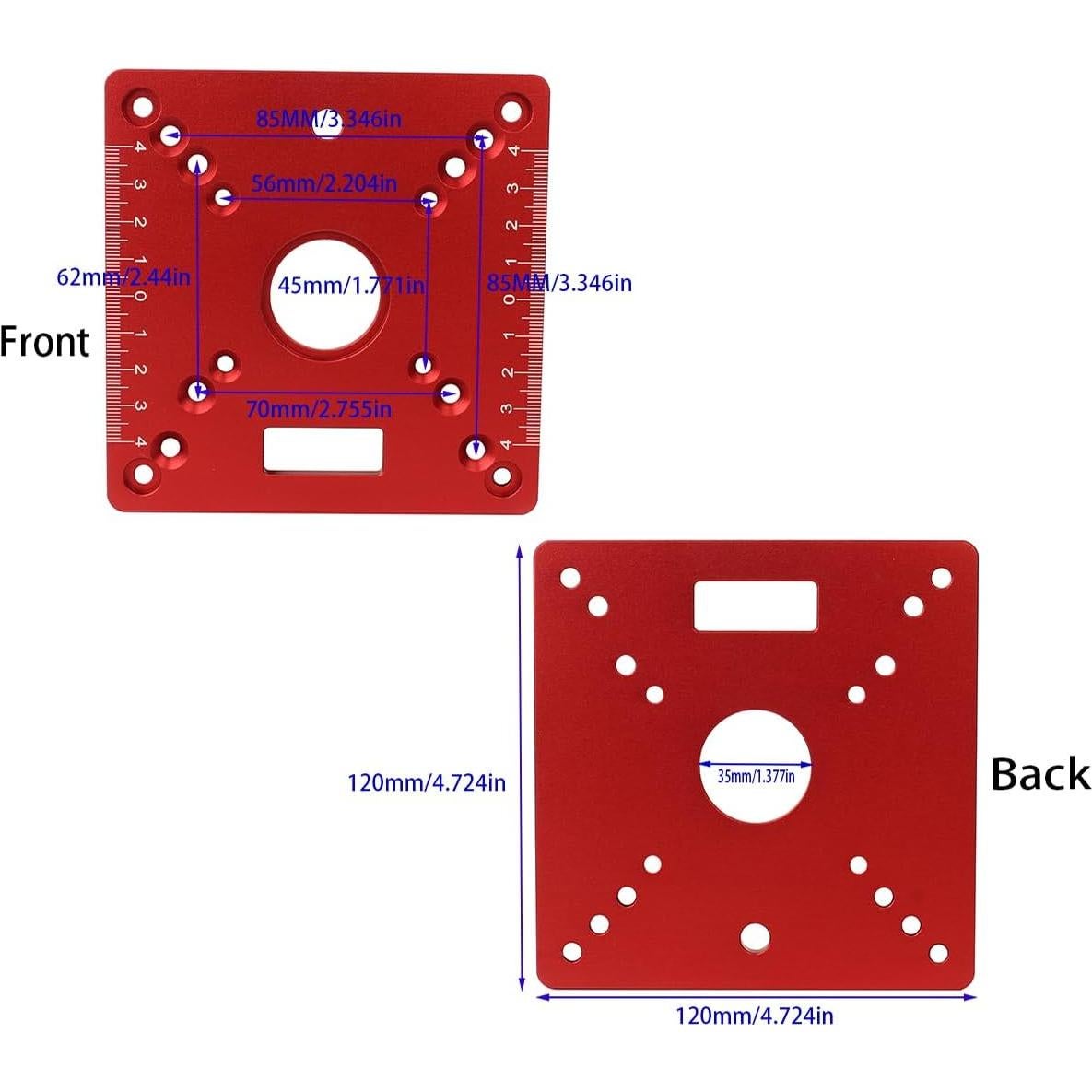 Placa de Inserción Cuadrada KETIPED 120x120mm Aluminio Rojo