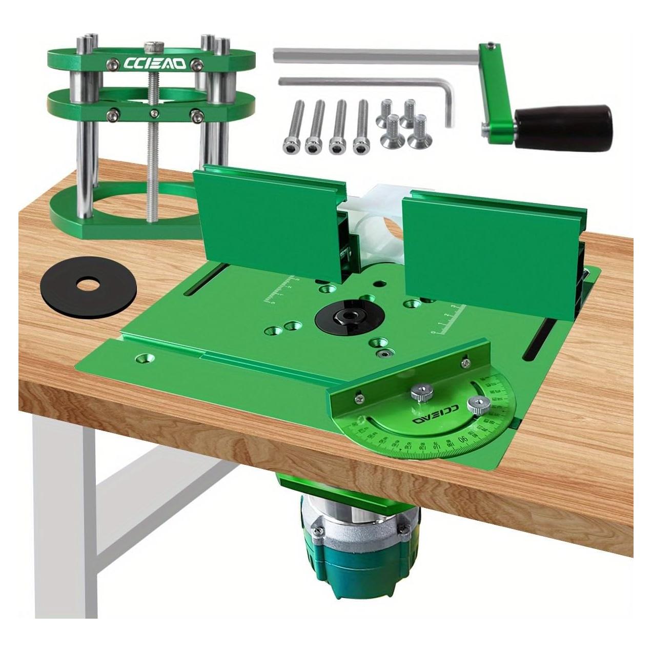 Router Table Lift System for 65mm Diameter Motors, Router Lift Base with Router Table Insert Plate for Router Working Benches Woodworking Engraving DIY Tools