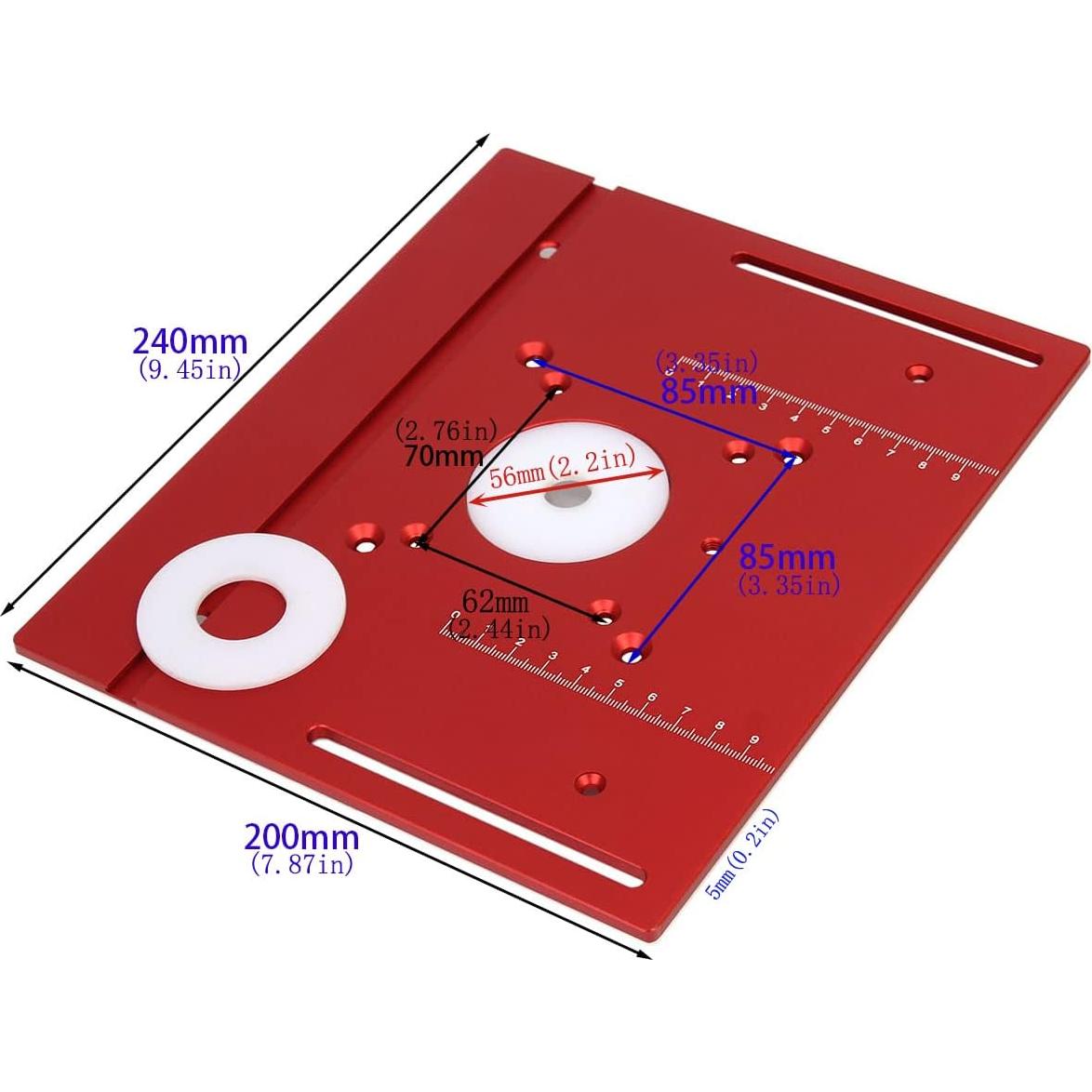 Placa de Inserción para Mesa de Router KETIPED 240x200mm Roja