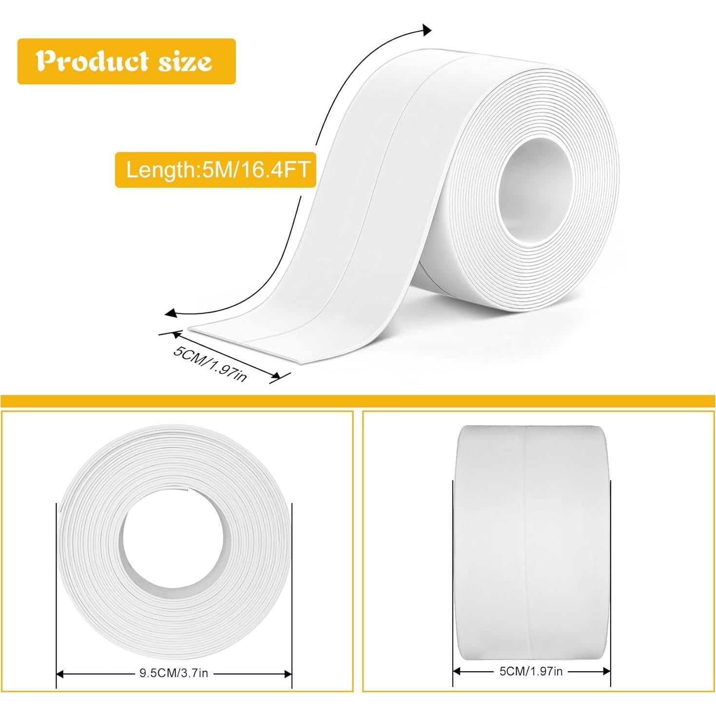 Cinta de Sellado Autoadhesiva ABSOFINE Blanca 5m para Baño