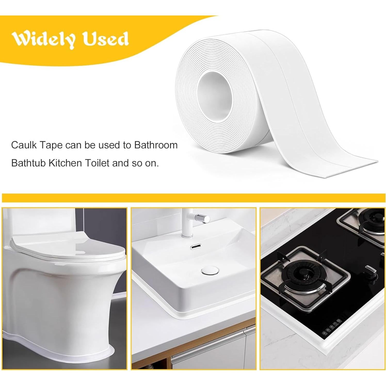 Cinta de Sellado Autoadhesiva ABSOFINE Blanca 5m para Baño