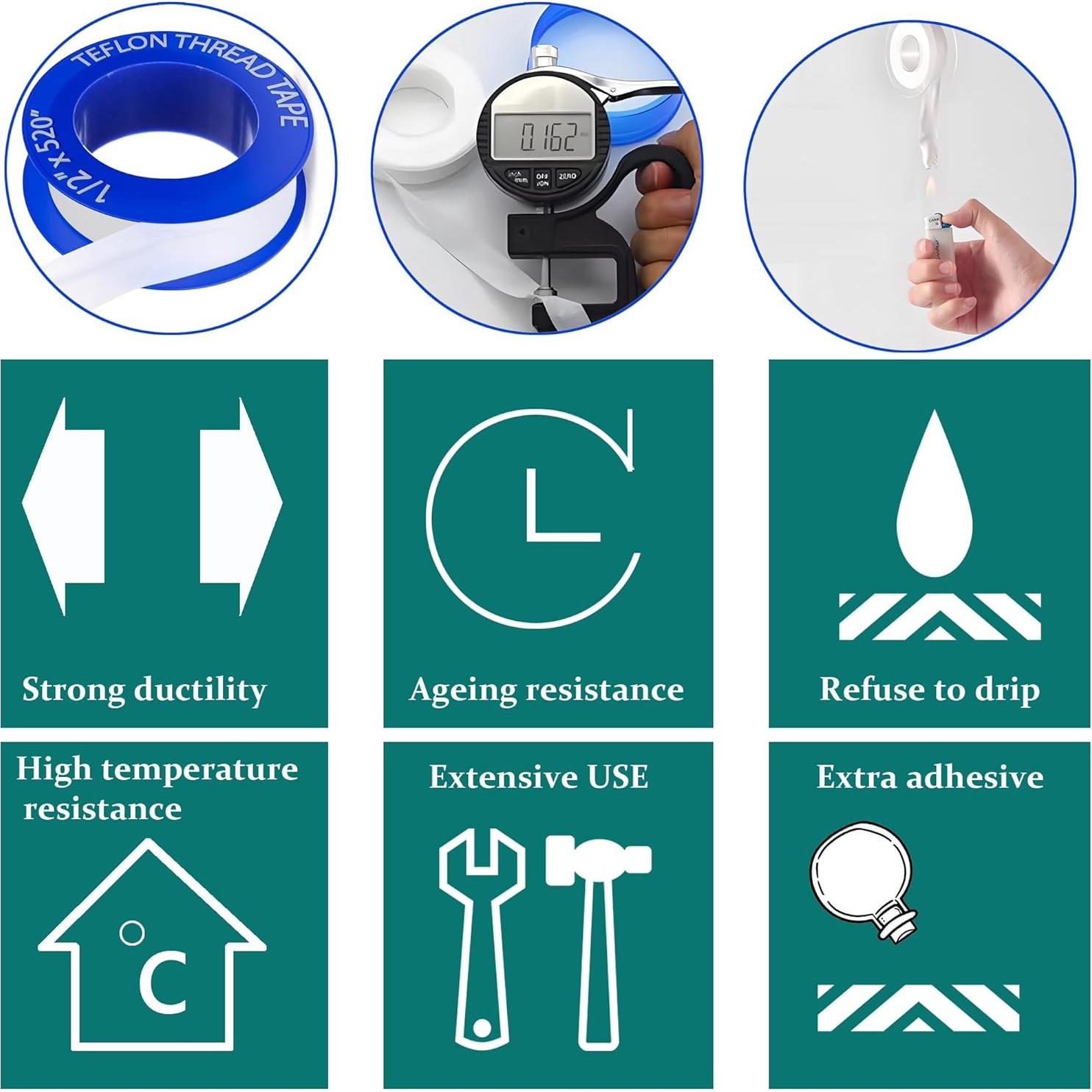 Cinta Selladora PTFE DOPKUSS 12.7 mm x 1321.2 mm 1 Rollo