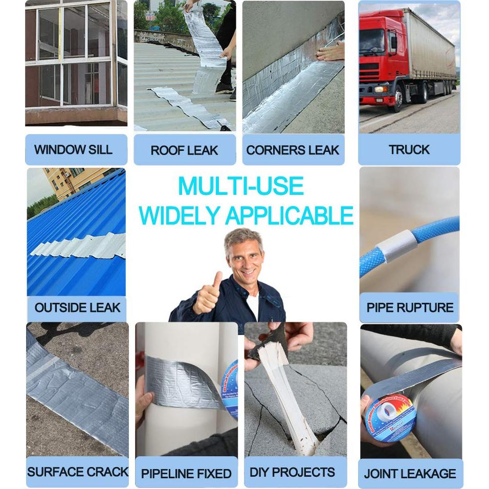 Cinta Impermeable Multiuso Reyhoar 10cm x 5m Butilo Aluminio