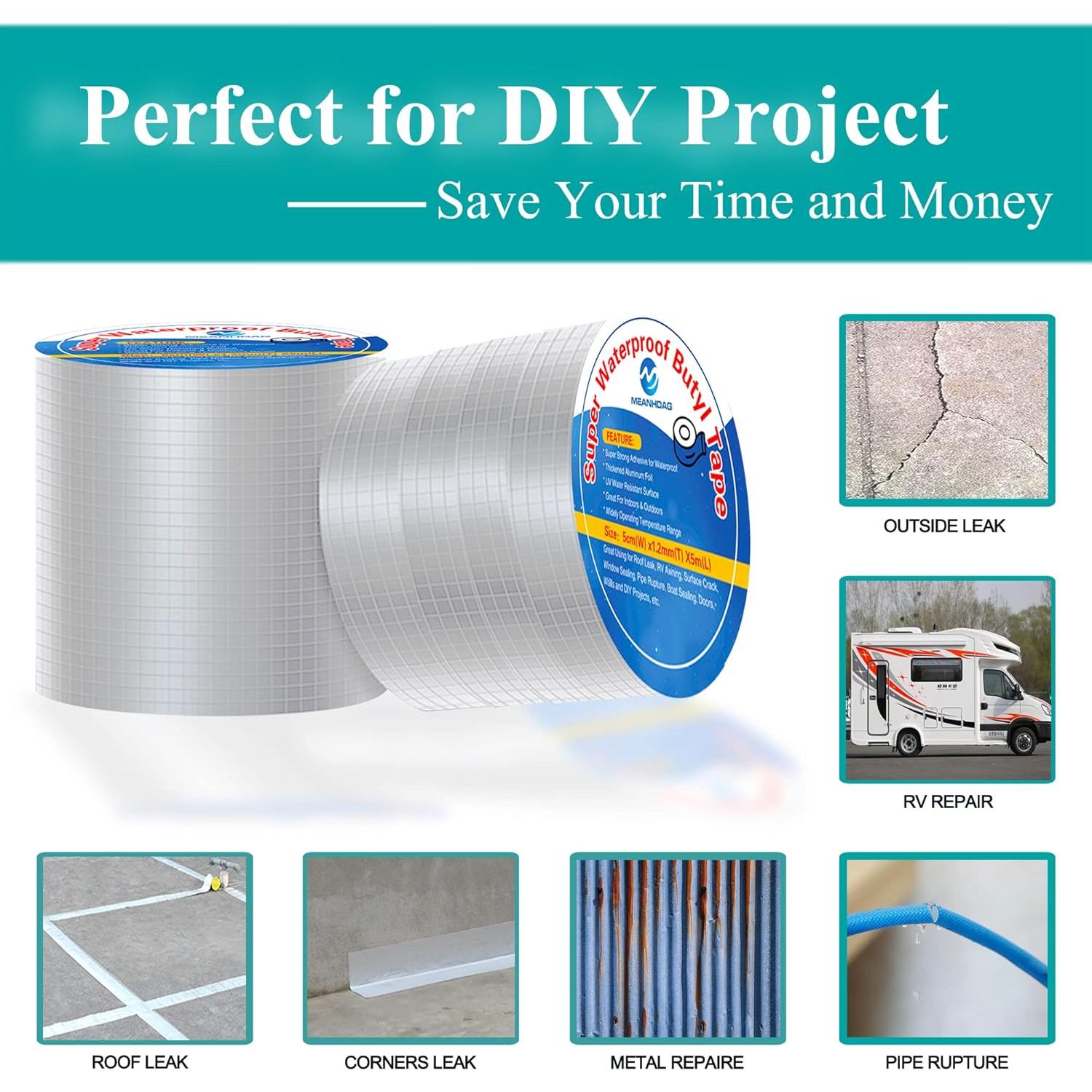 Cinta Butílica Impermeable MEANHDAG 10 cm x 5 m para Reparación