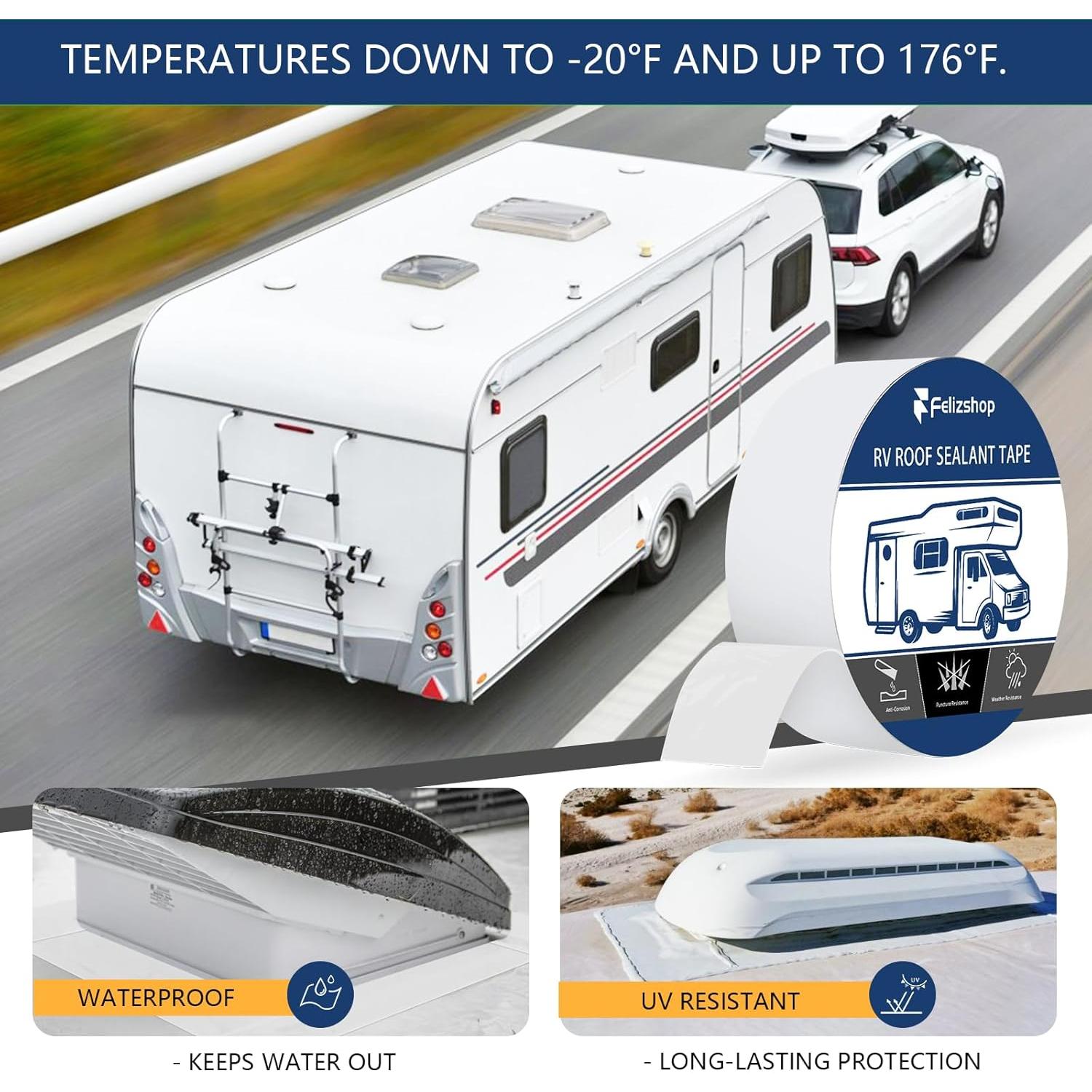 Cinta Selladora para Techo de RV Blanca 5 cm x 15 m - 2 Rollos