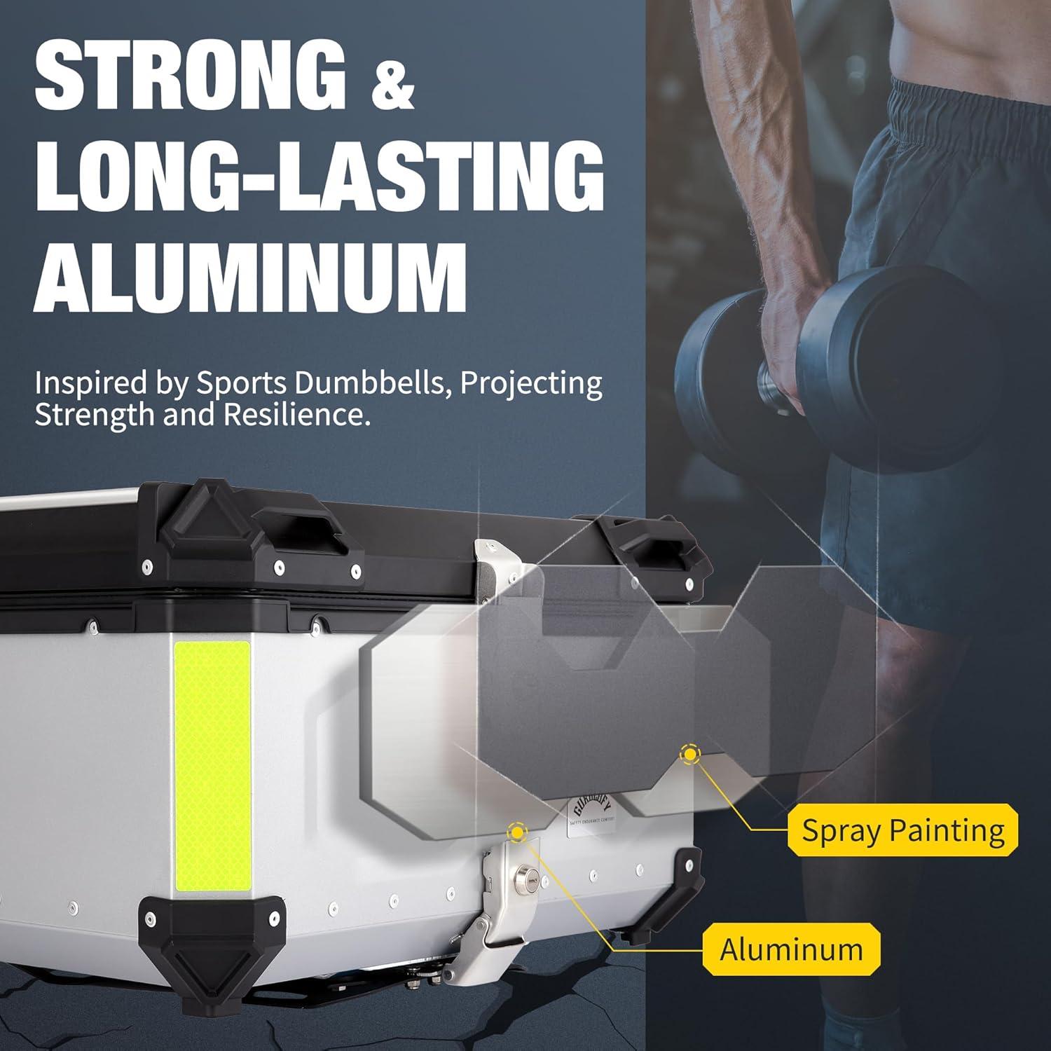 Caja Superior de Motocicleta Gurblofy 65L Aluminio Impermeable