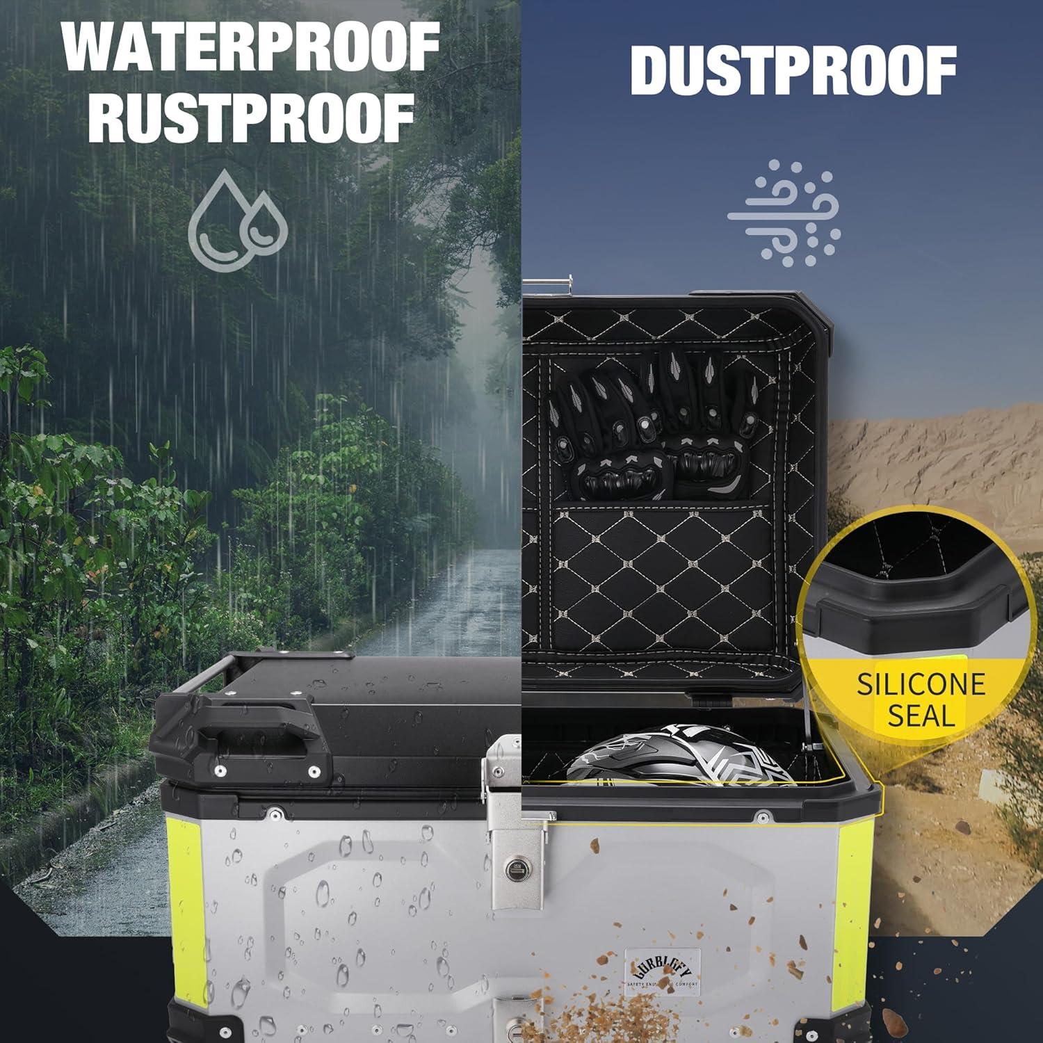 Caja Superior de Motocicleta Gurblofy 65L Aluminio Impermeable