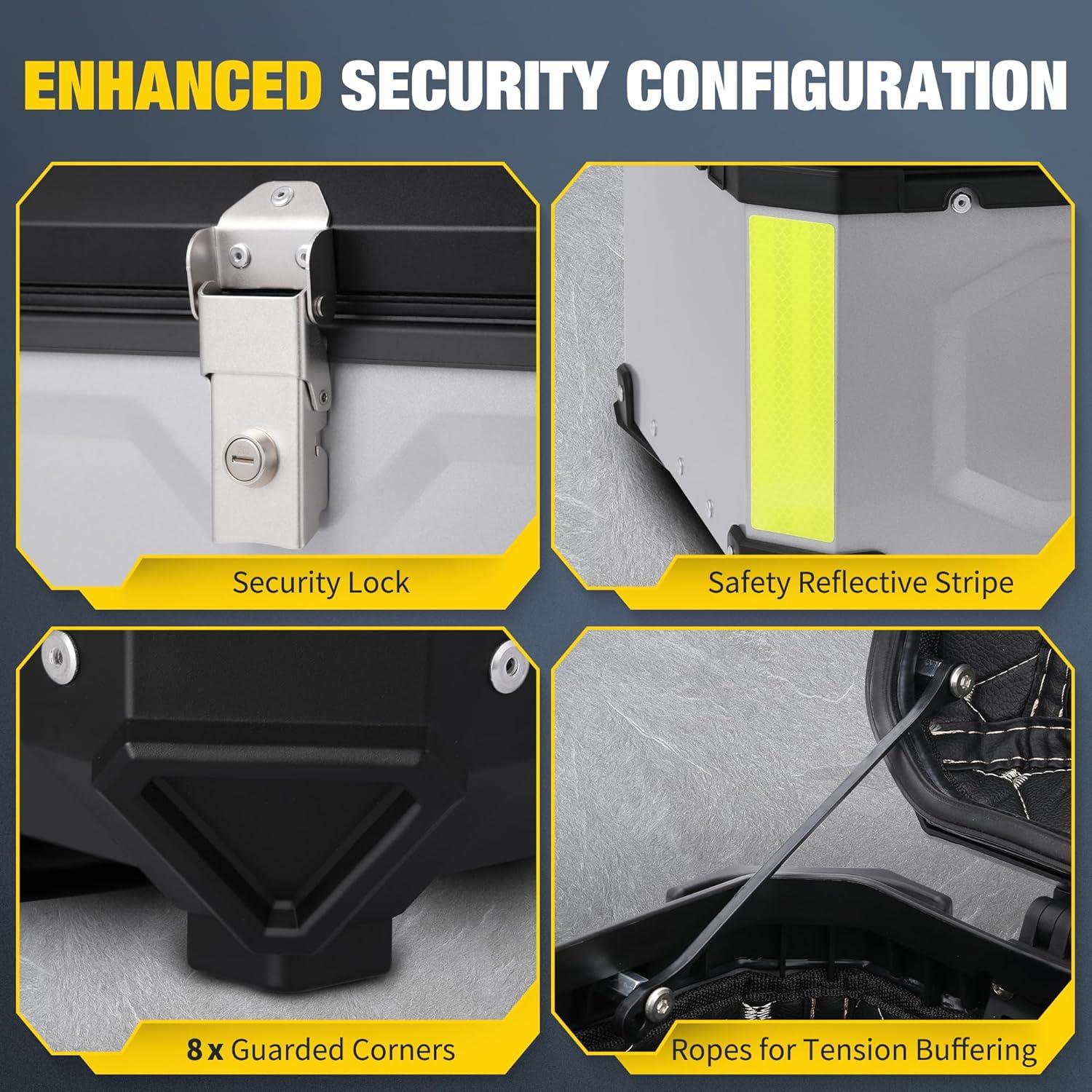 Caja Superior de Motocicleta Gurblofy 65L Aluminio Impermeable