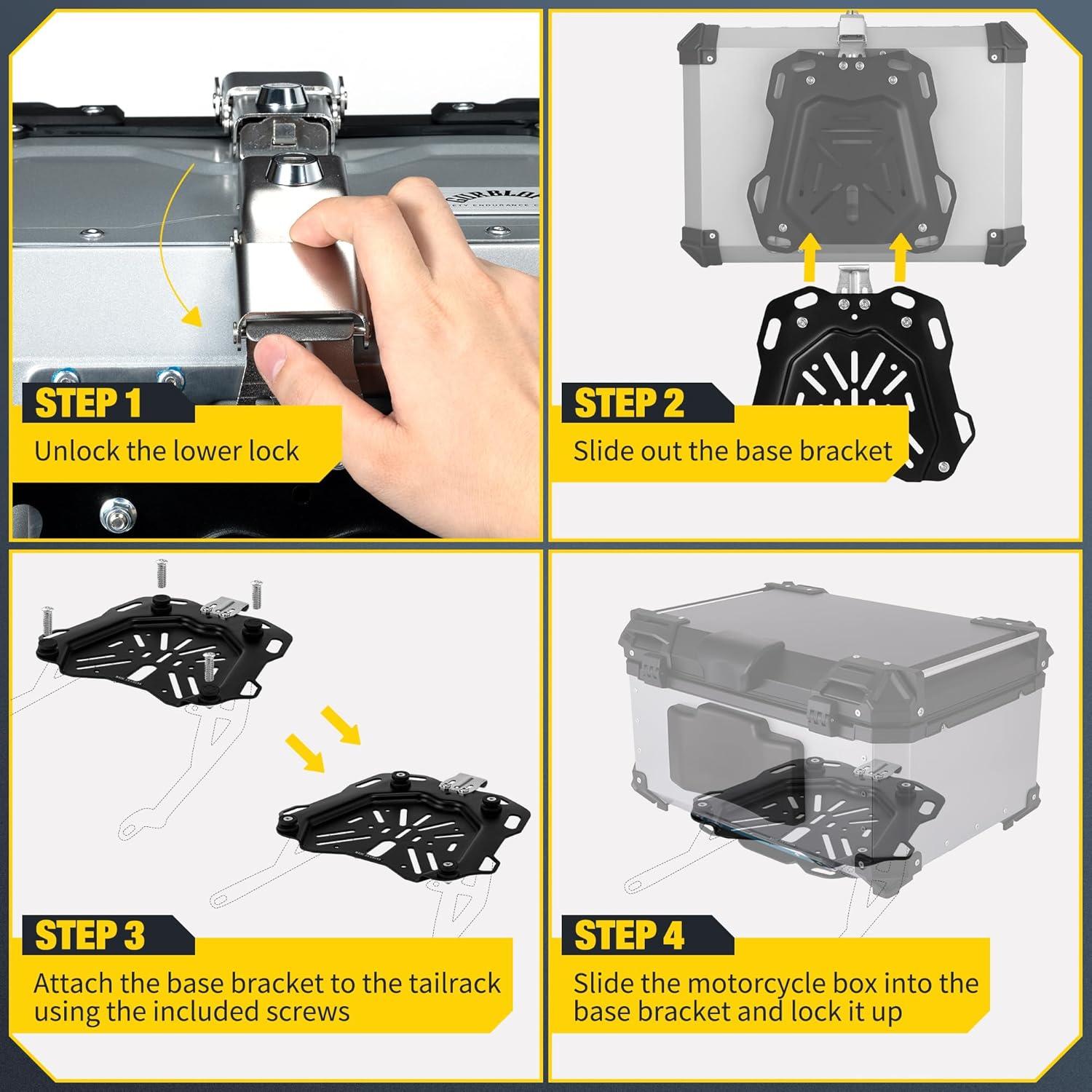 Caja Superior de Motocicleta Gurblofy 65L Aluminio Impermeable