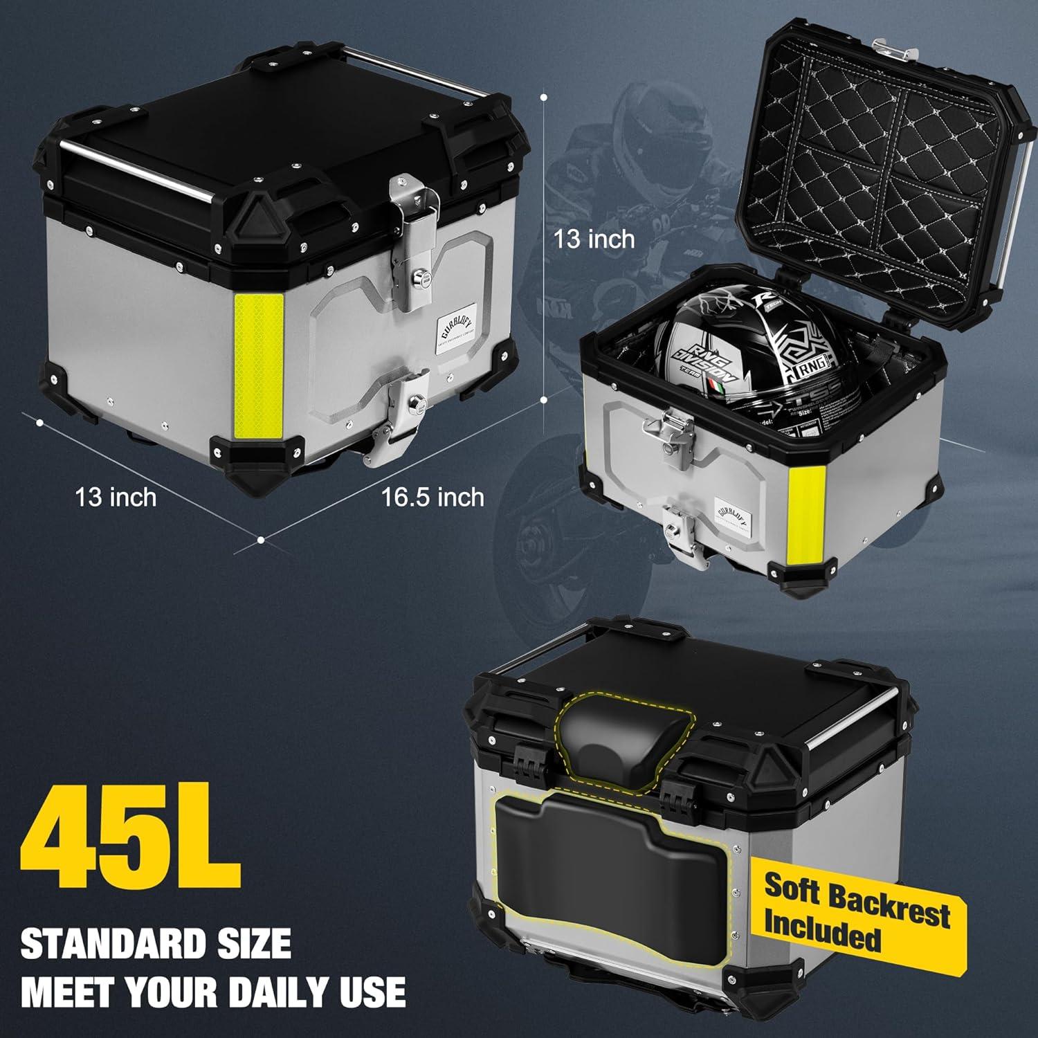 Maletero de Motocicleta GURBLOFY 45L Aluminio Impermeable