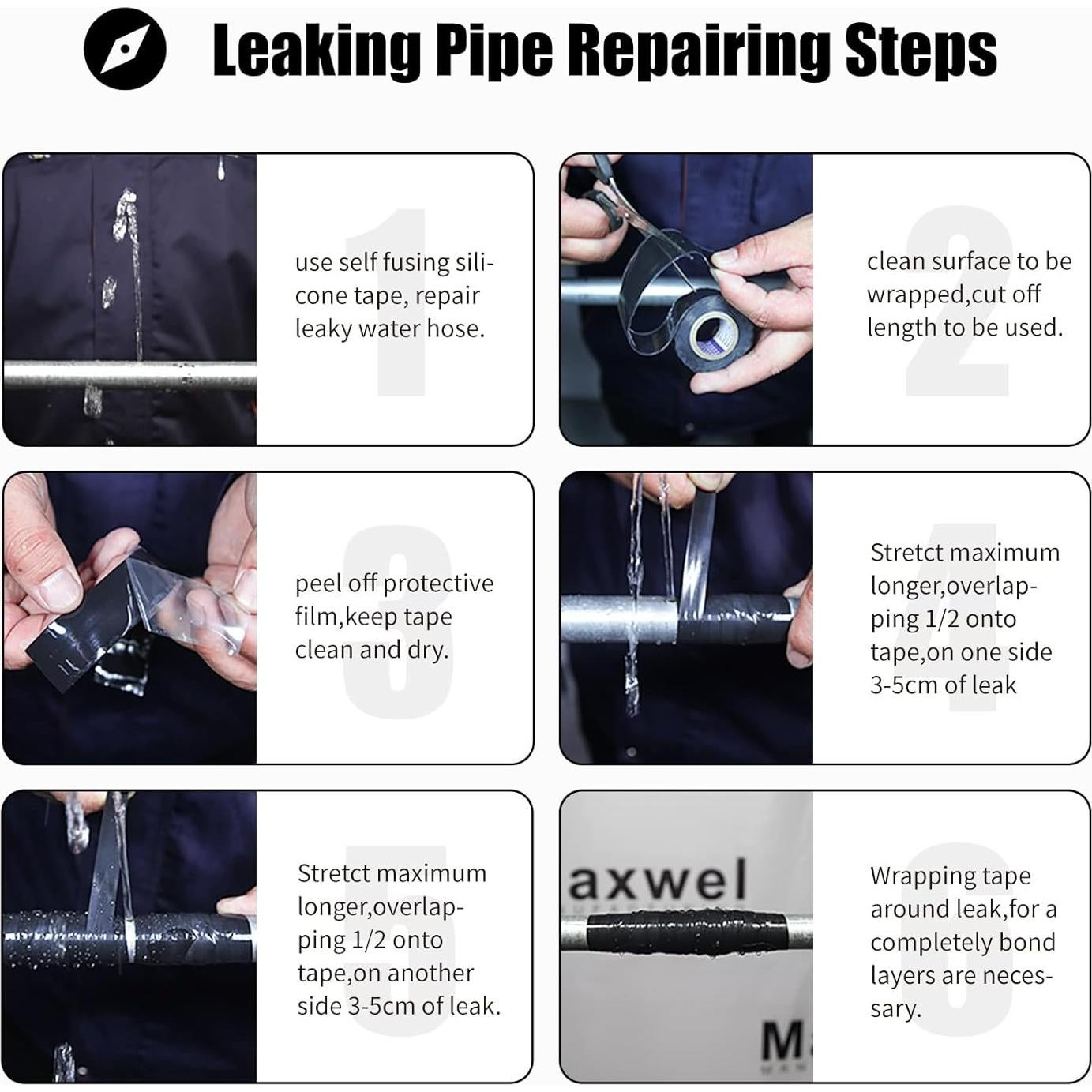 Cinta de Silicona Auto Fusionante Maxwel 1" x 3.05m Negra