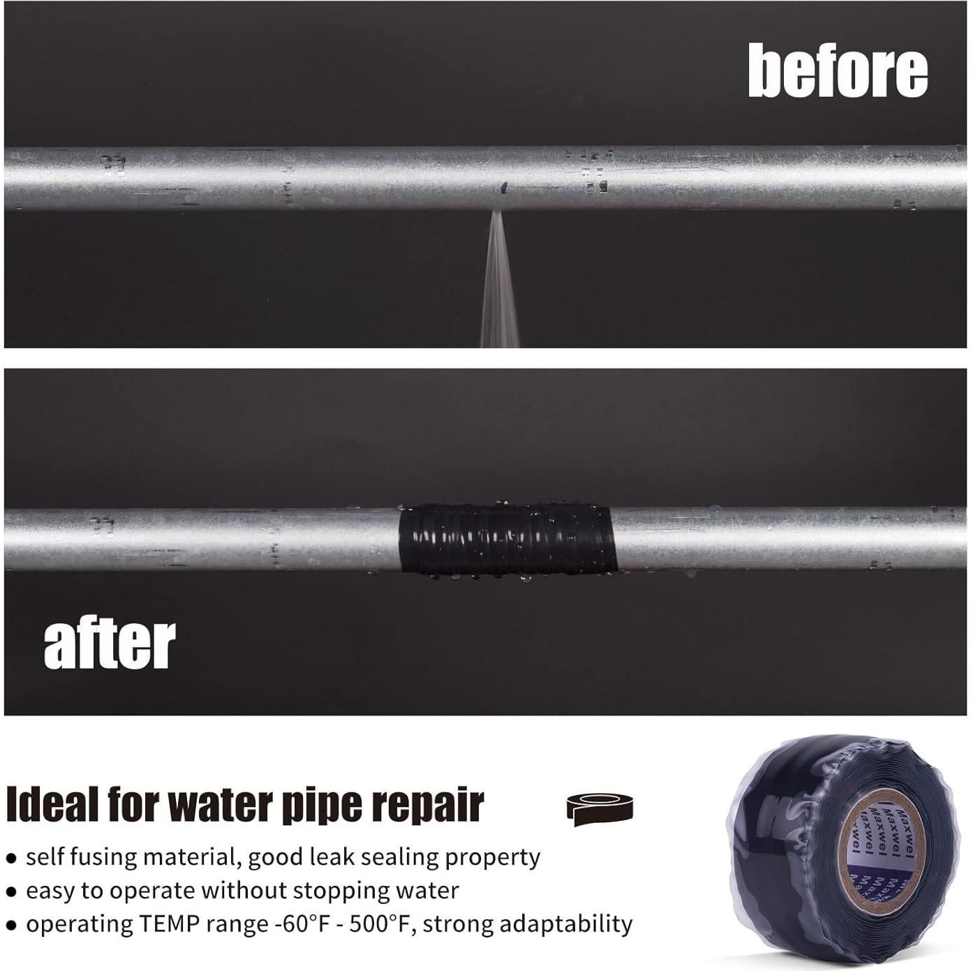 Cinta de Silicona Auto Fusionante Maxwel 1" x 3.05m Negra