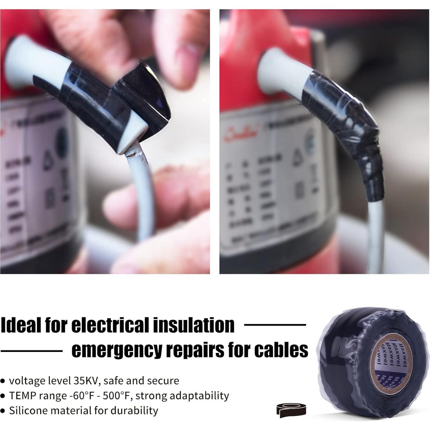 Cinta de Silicona Auto Fusionante Maxwel 1" x 3.05m Negra