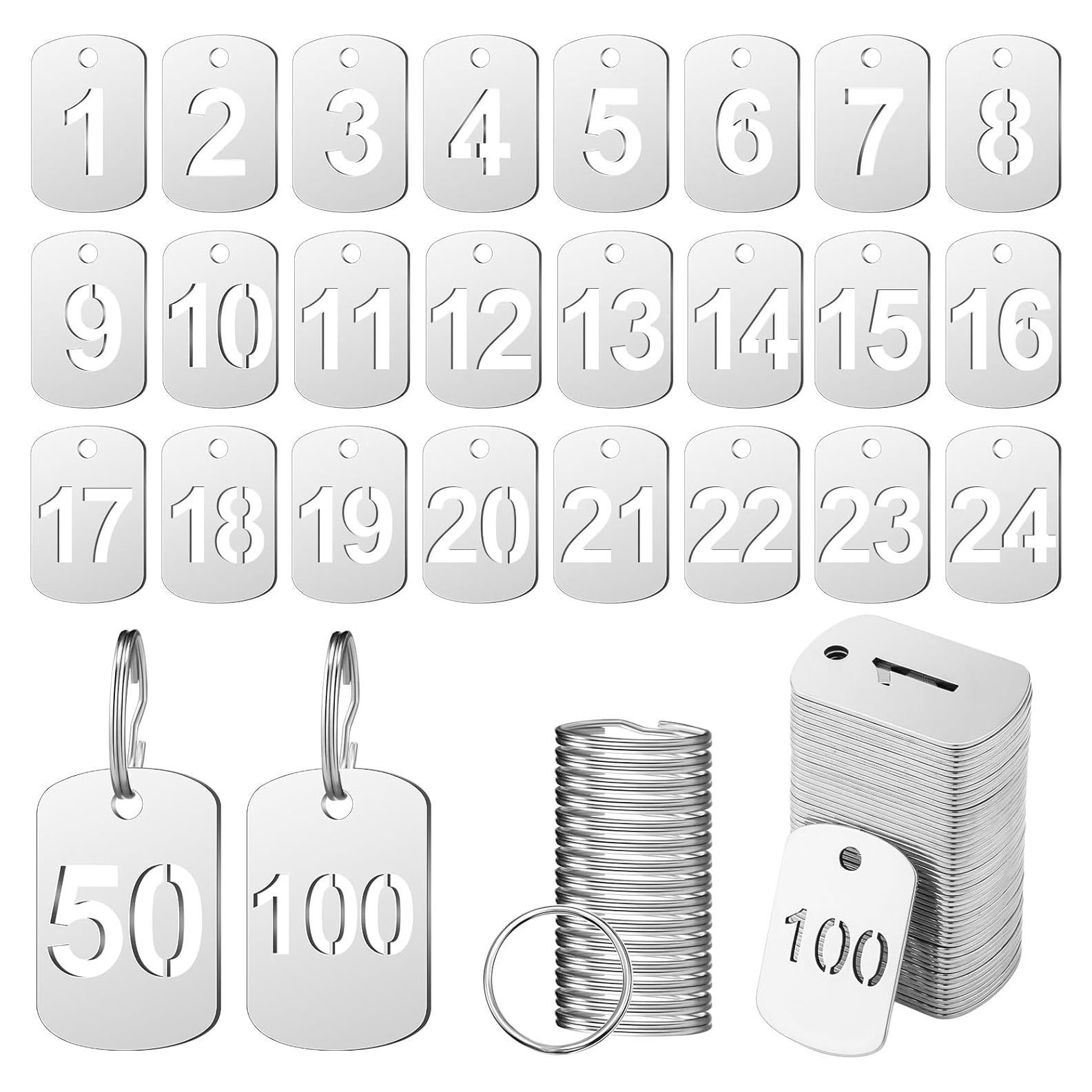 Etiquetas Metálicas Numeradas 1-100 Zonon con Anillos