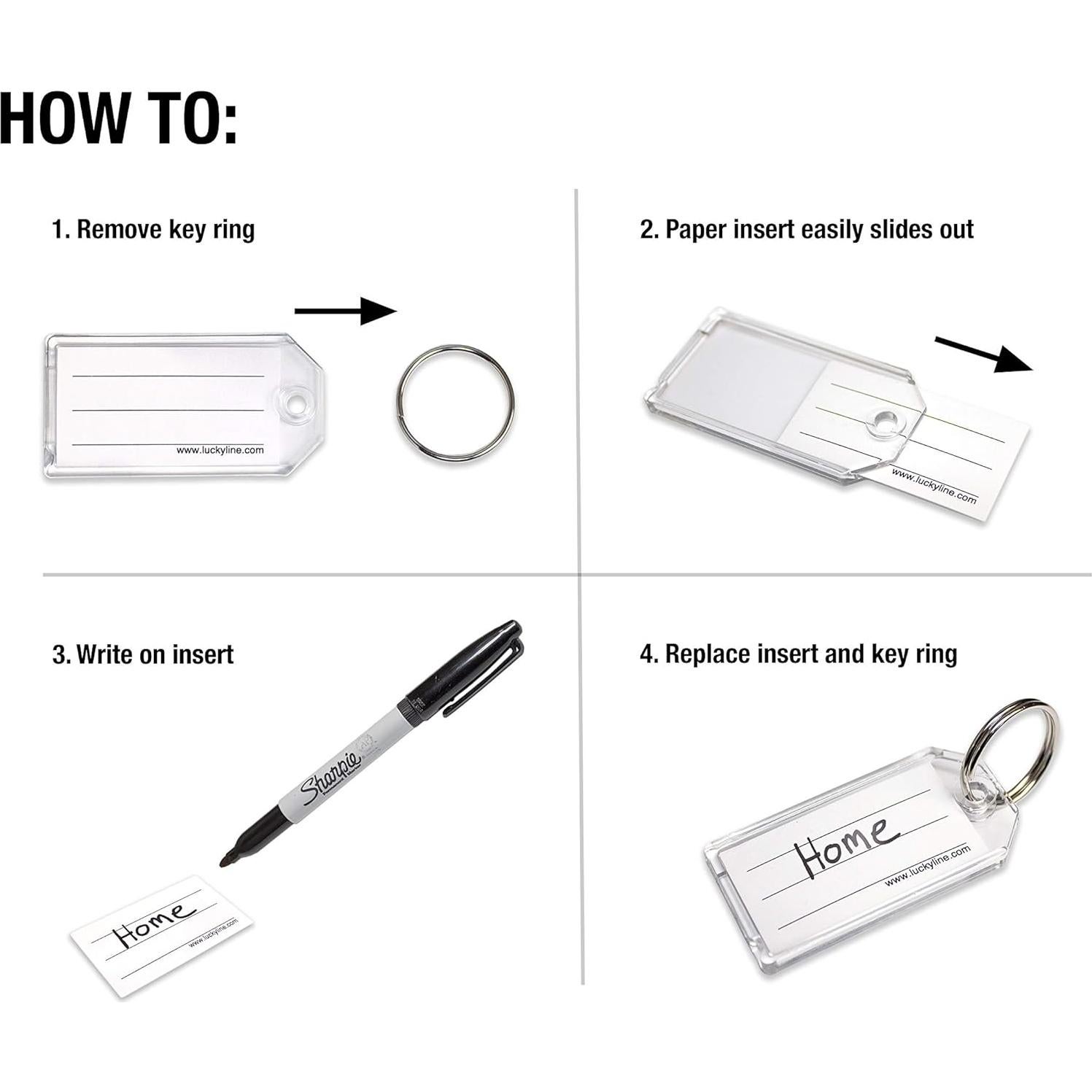 Lucky Line Extra Strength Key Tag with Split Ring; Clear, 2 Pack (20402)