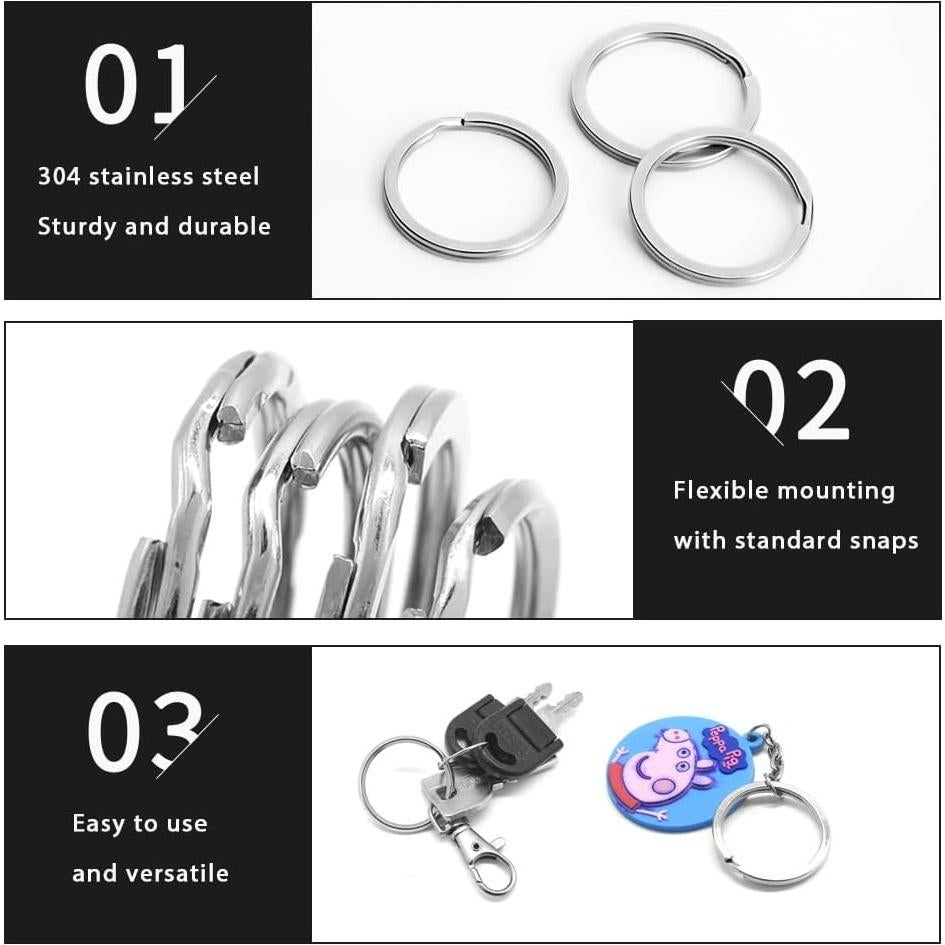 Anillos de Llave de Acero Inoxidable Biyrly - Paquete de 10