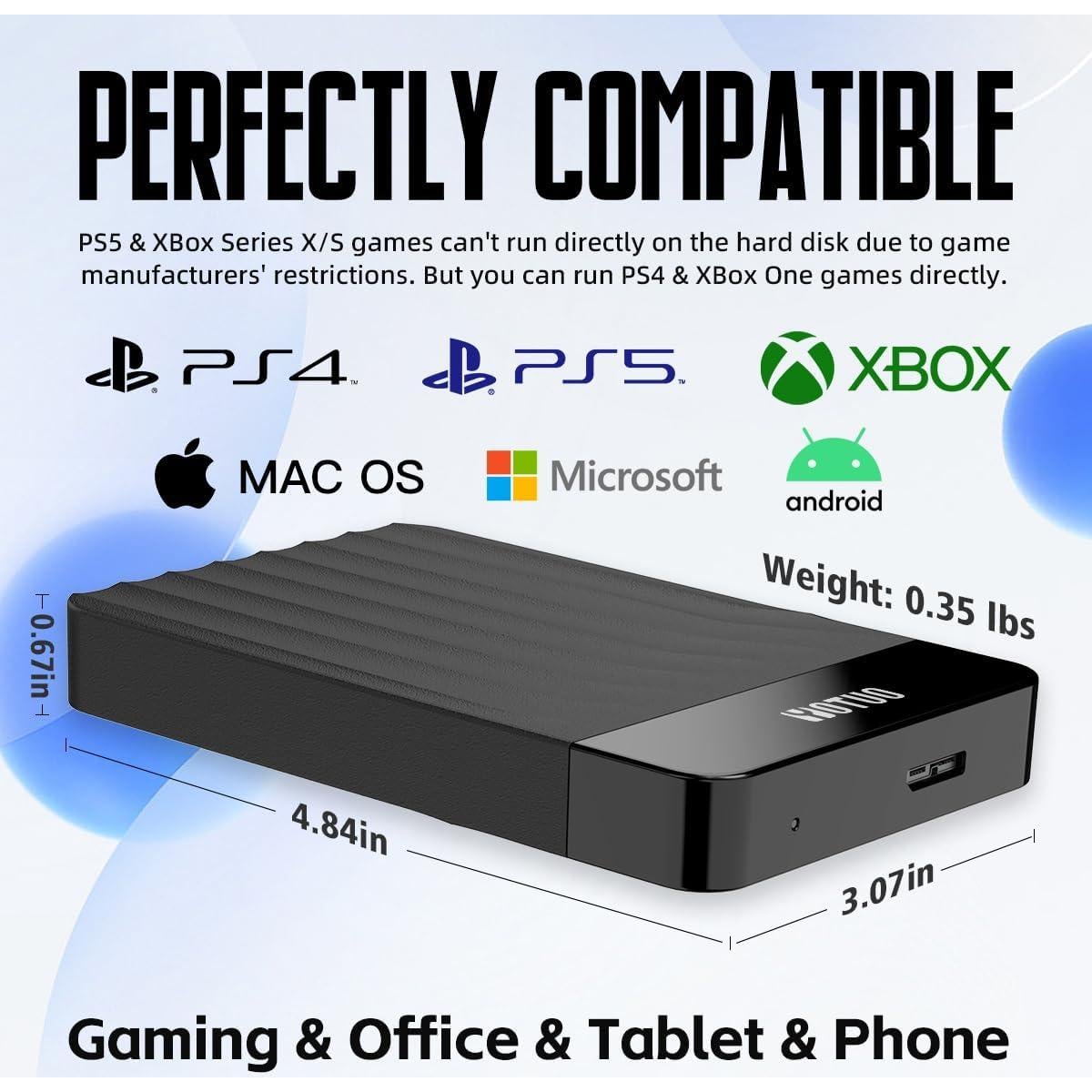 Disco Duro Externo YOTUO 500GB USB 3.0 Portátil Negro