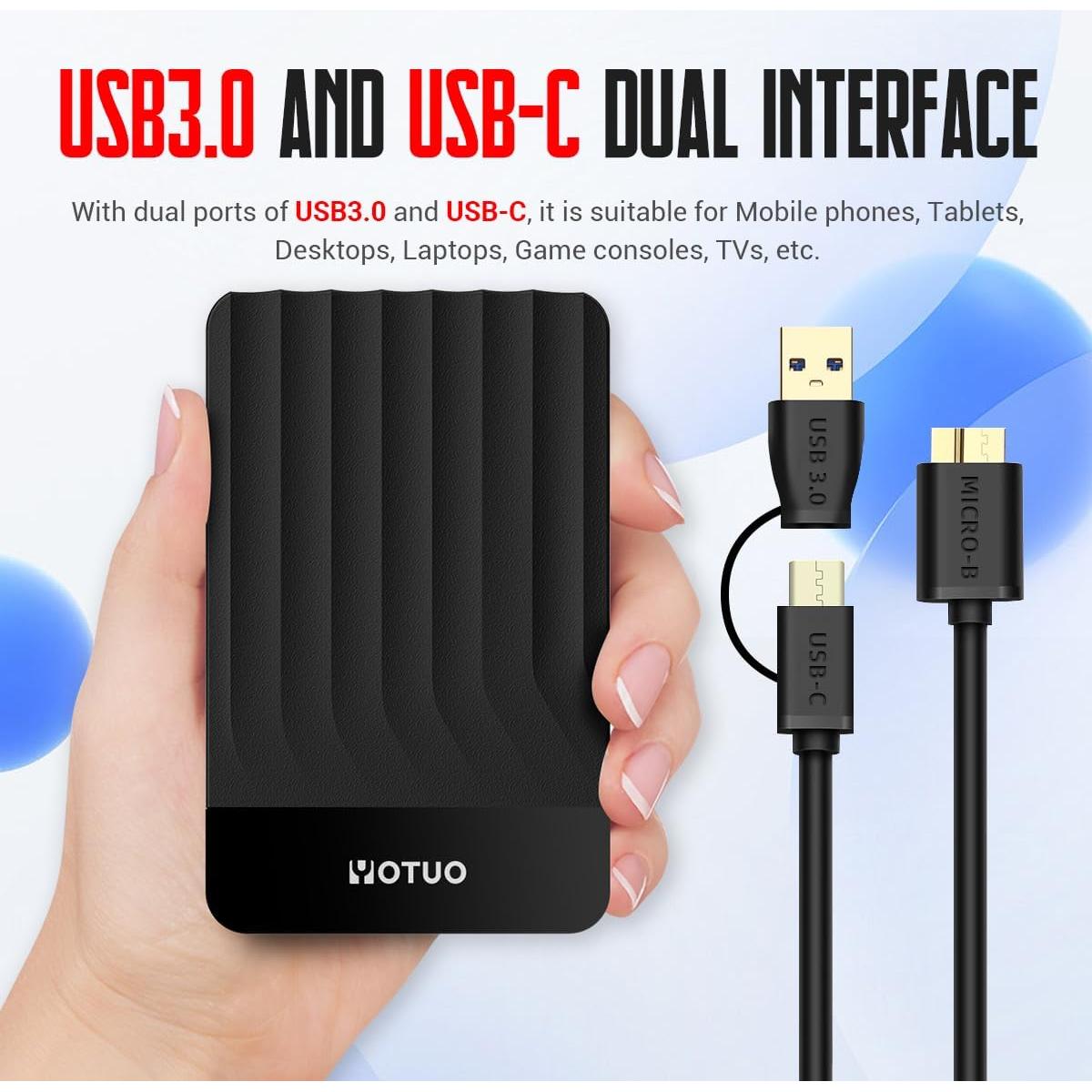 Disco Duro Externo YOTUO 500GB USB 3.0 Portátil Negro