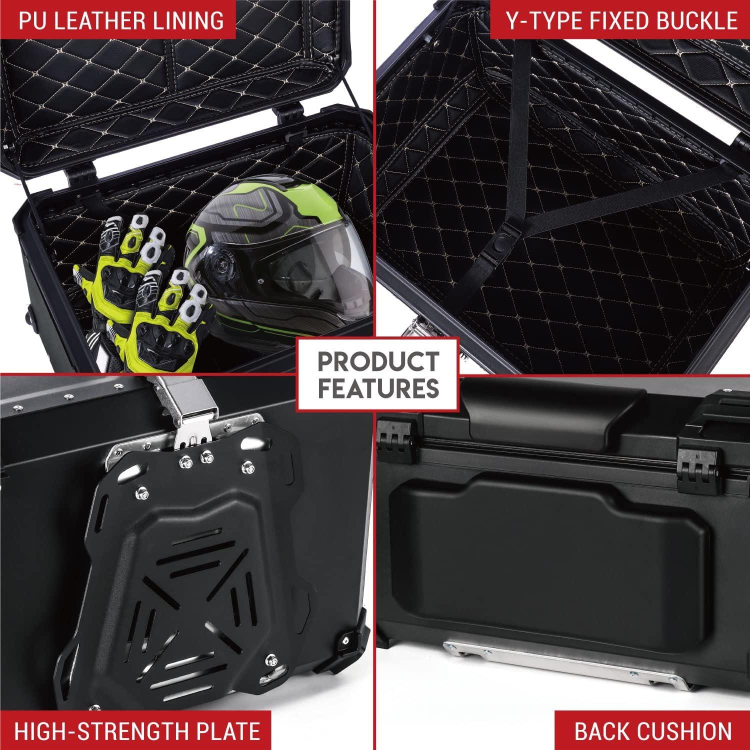 Caja de Cola de Motocicleta Letusto 55L Aluminio Impermeable