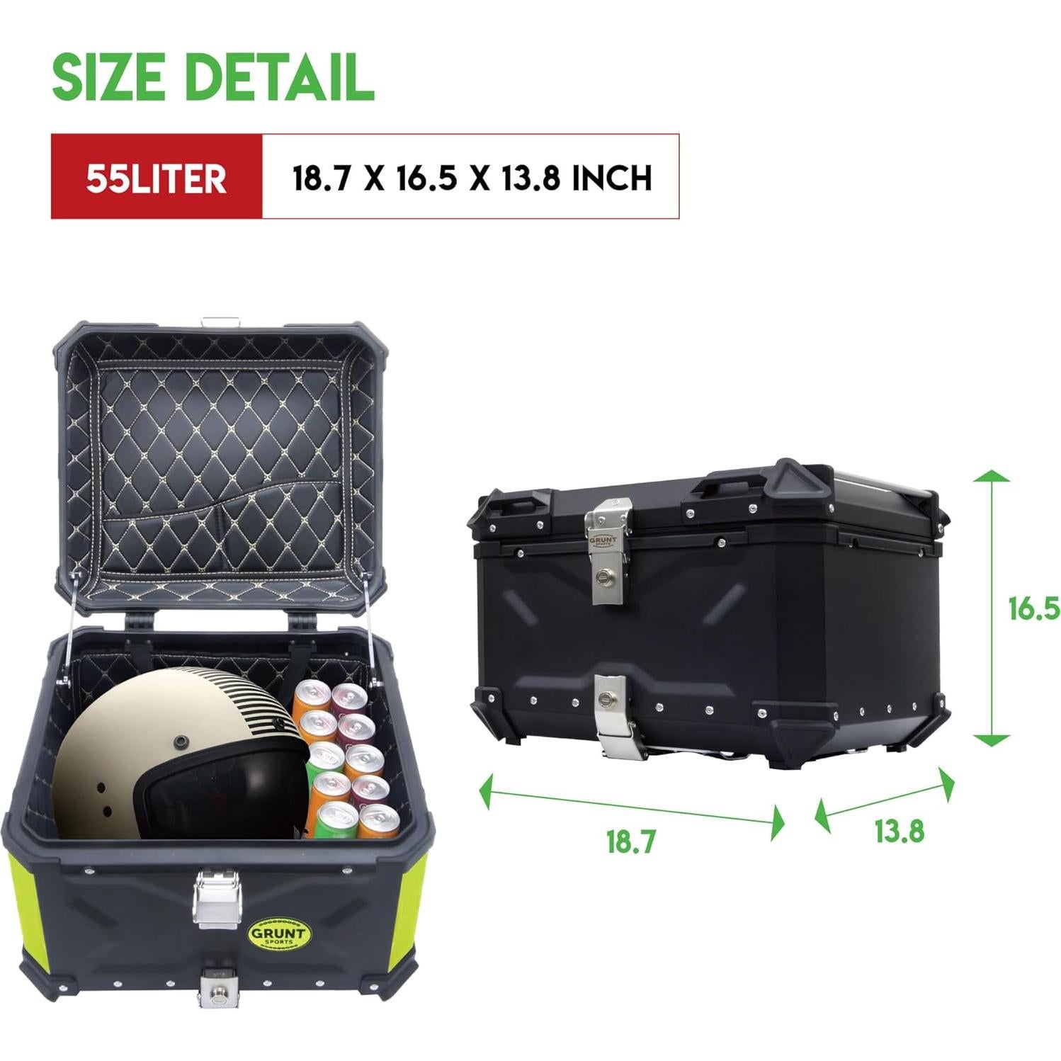 Caja de Cola de Motocicleta Letusto 55L Aluminio Impermeable