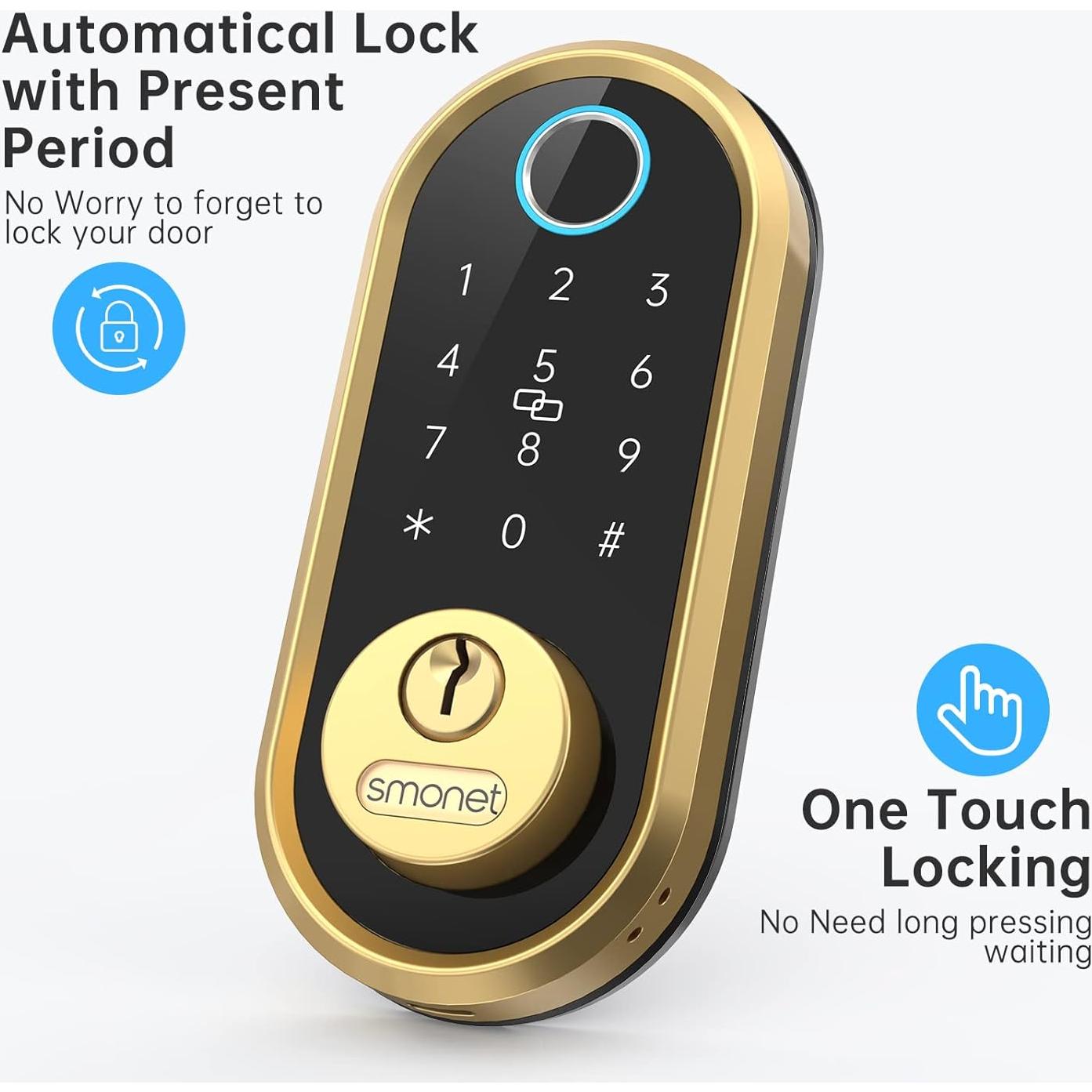 Cerradura Inteligente SMONET Sin Llave con Huella Dactilar