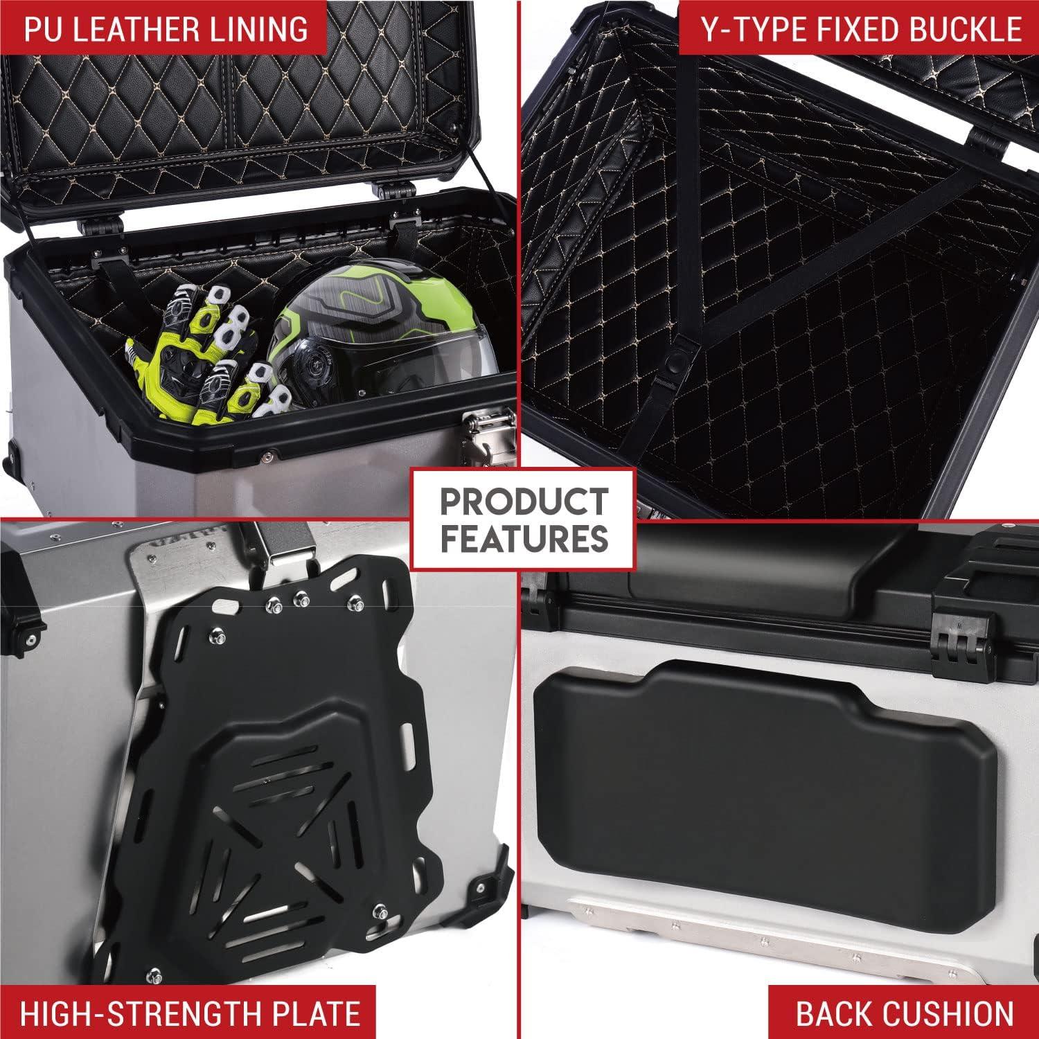 Caja de Cola de Motocicleta Letusto 85L Aluminio Plata