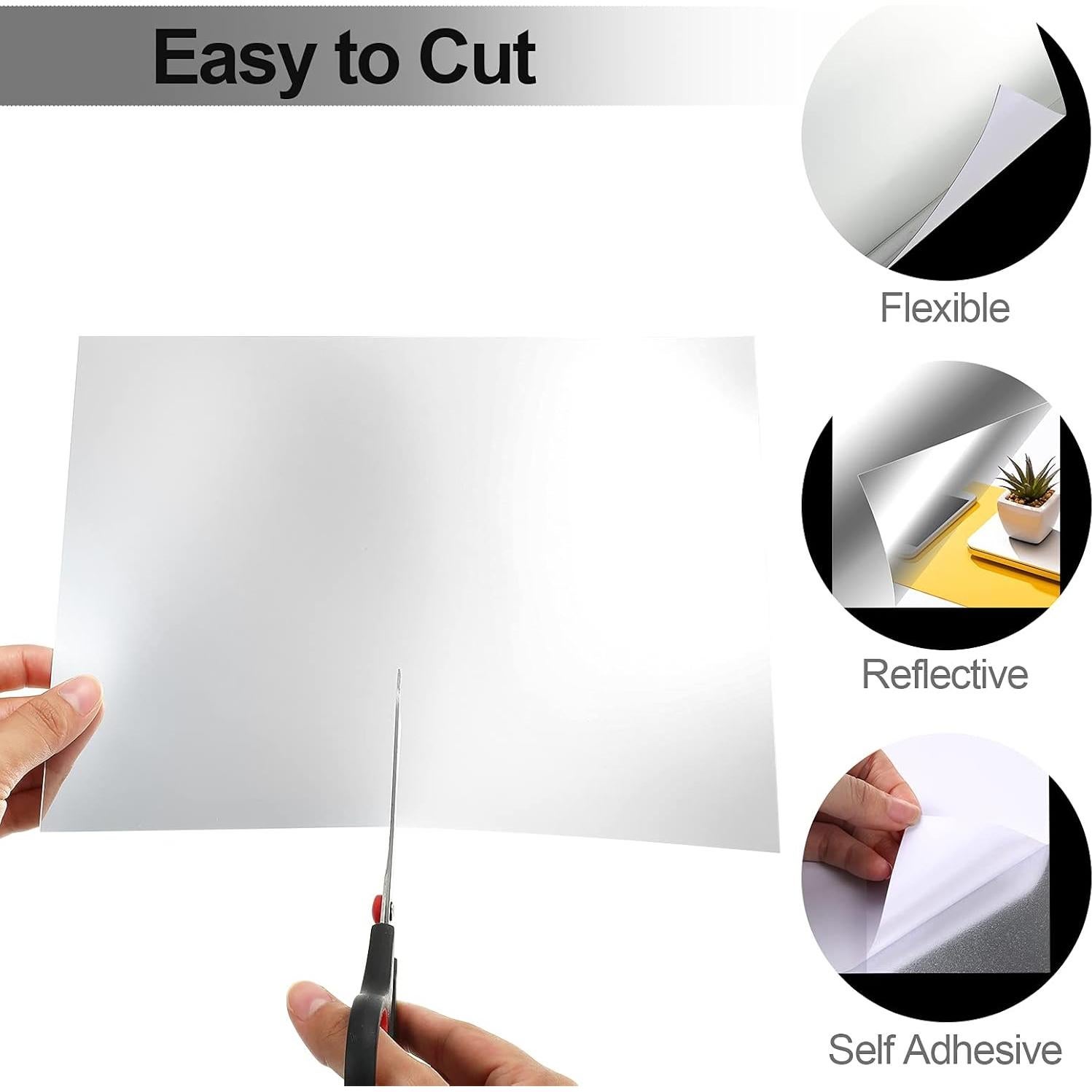 Hojas de Espejo Flexibles Autoadhesivas Zonon 20x25cm (10 Pzs)