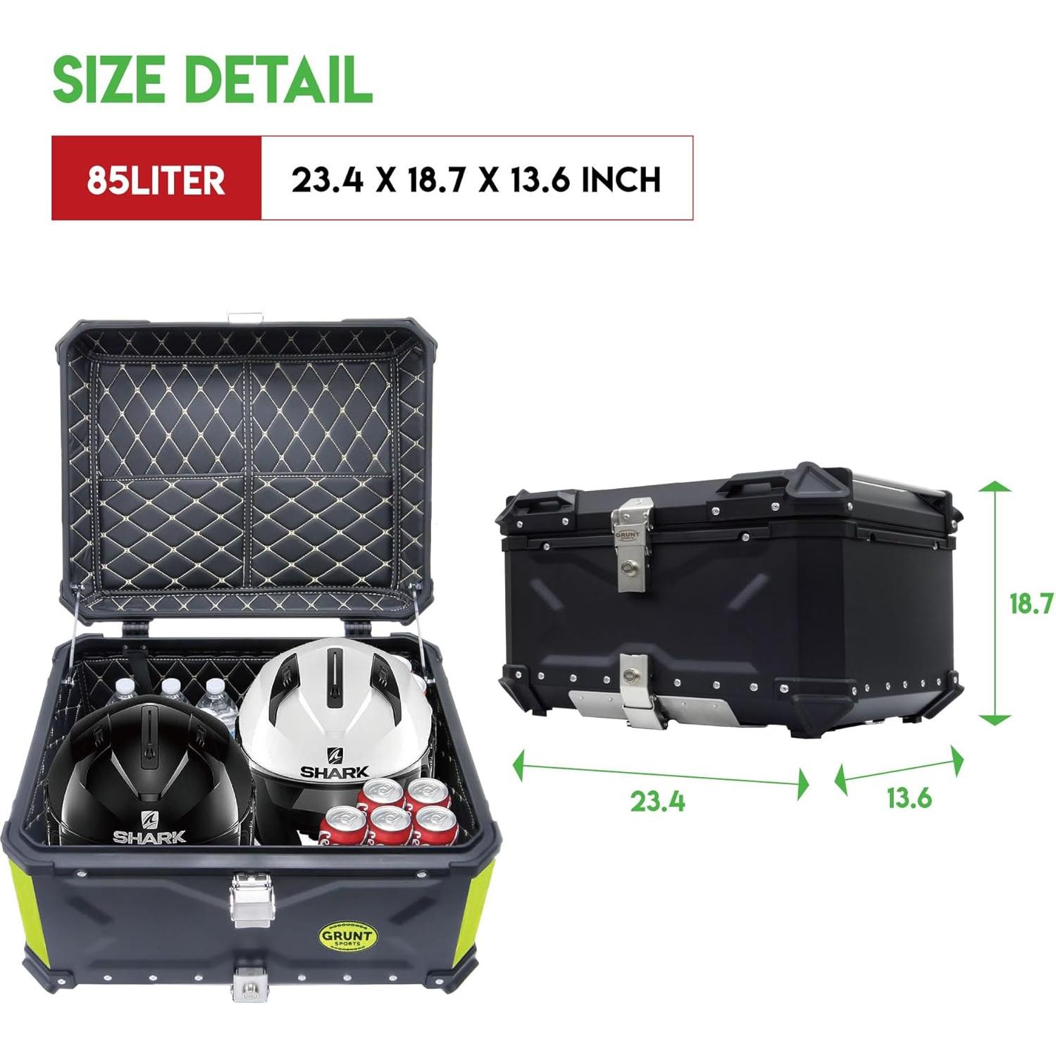 Caja de Cola de Motocicleta Letusto 85L Aluminio Impermeable