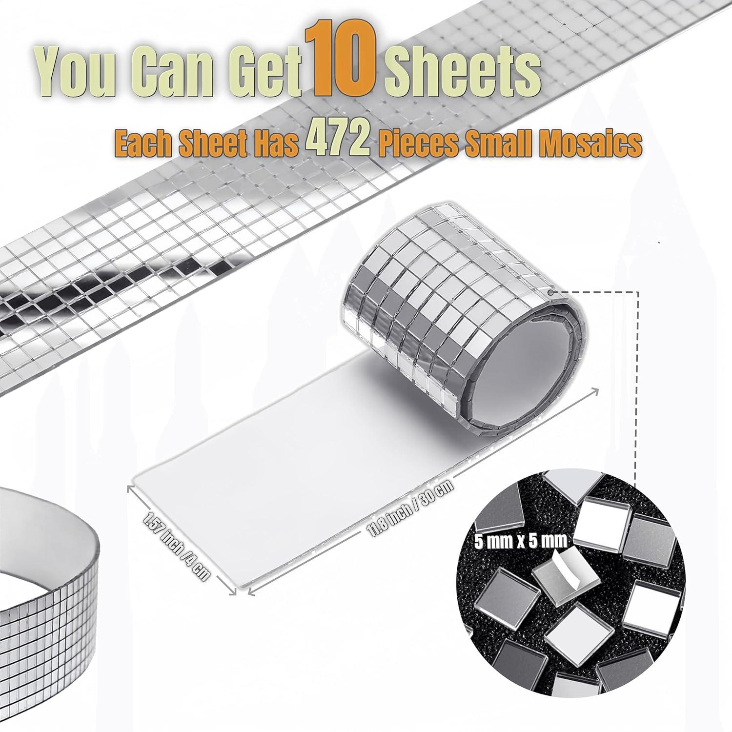 Azulejos de Espejo Autoadhesivos AIVS 5x5mm Plata 4720 Piezas