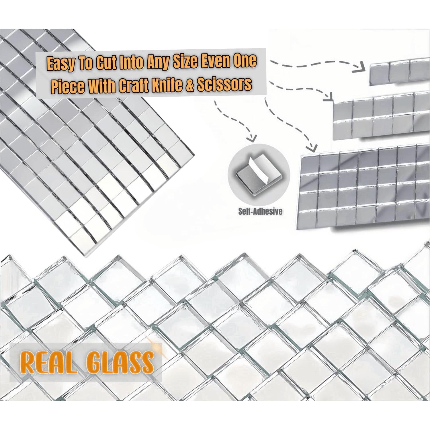 Azulejos de Espejo Autoadhesivos AIVS 5x5mm Plata 4720 Piezas