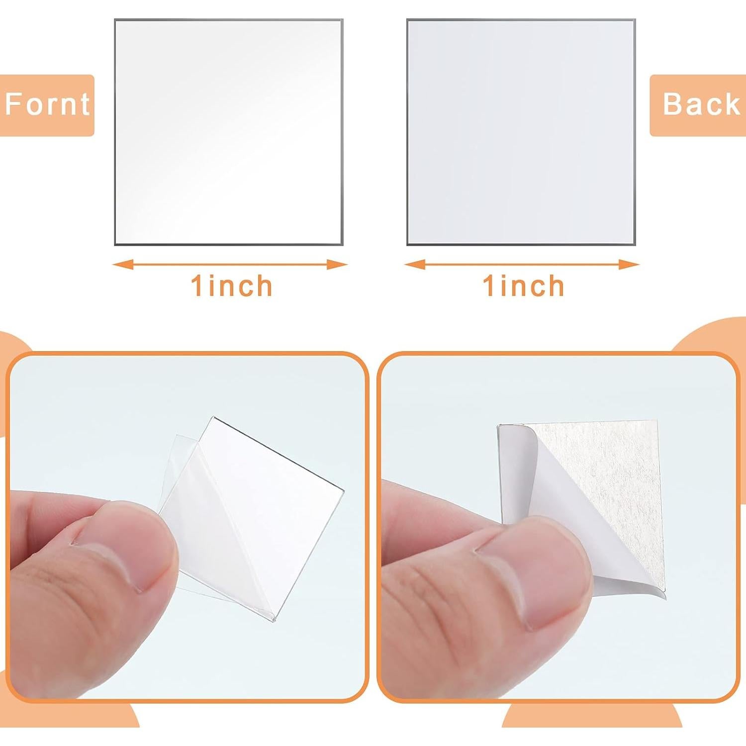 50 Piezas Mini Espejos Cuadrados Adhesivos Jetec 2.54 cm