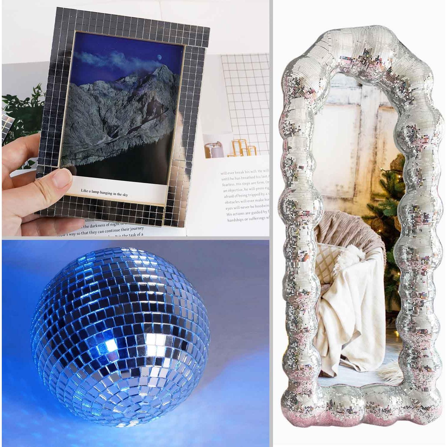 3000 Azulejos de Espejo Autoadhesivos TKYPZY 5x5mm Plata