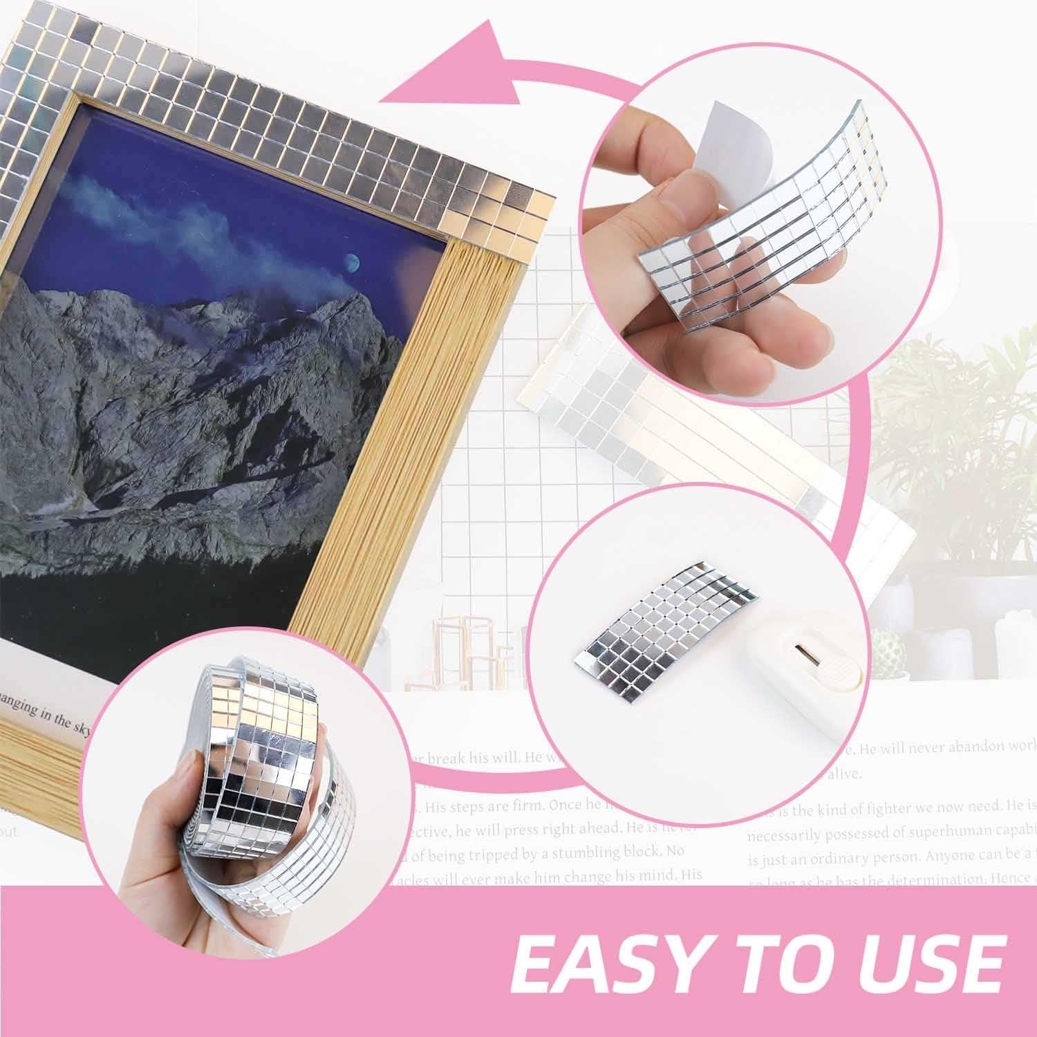 3000 Azulejos de Espejo Autoadhesivos TKYPZY 5x5mm Plata