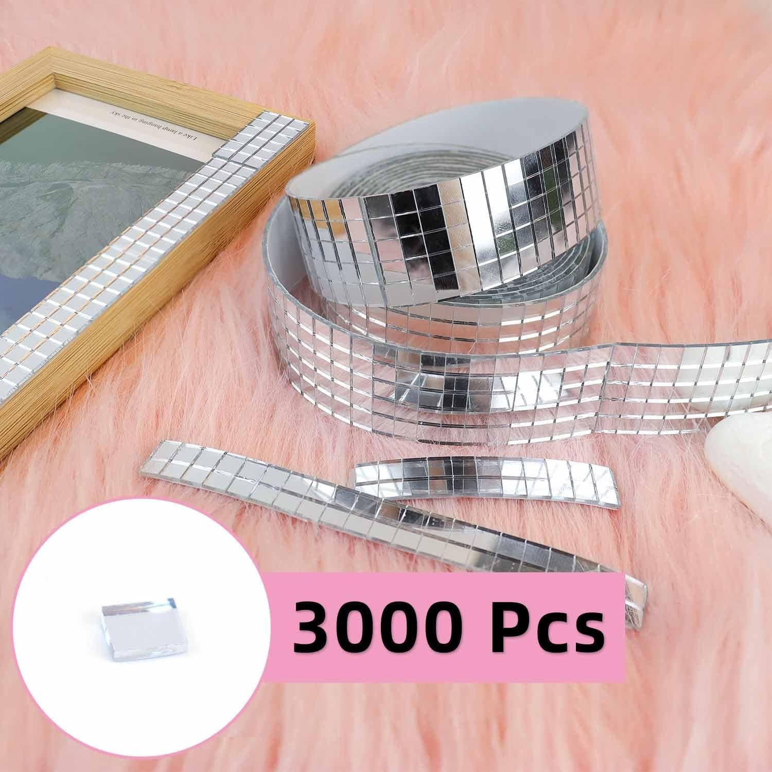 3000 Azulejos de Espejo Autoadhesivos TKYPZY 5x5mm Plata